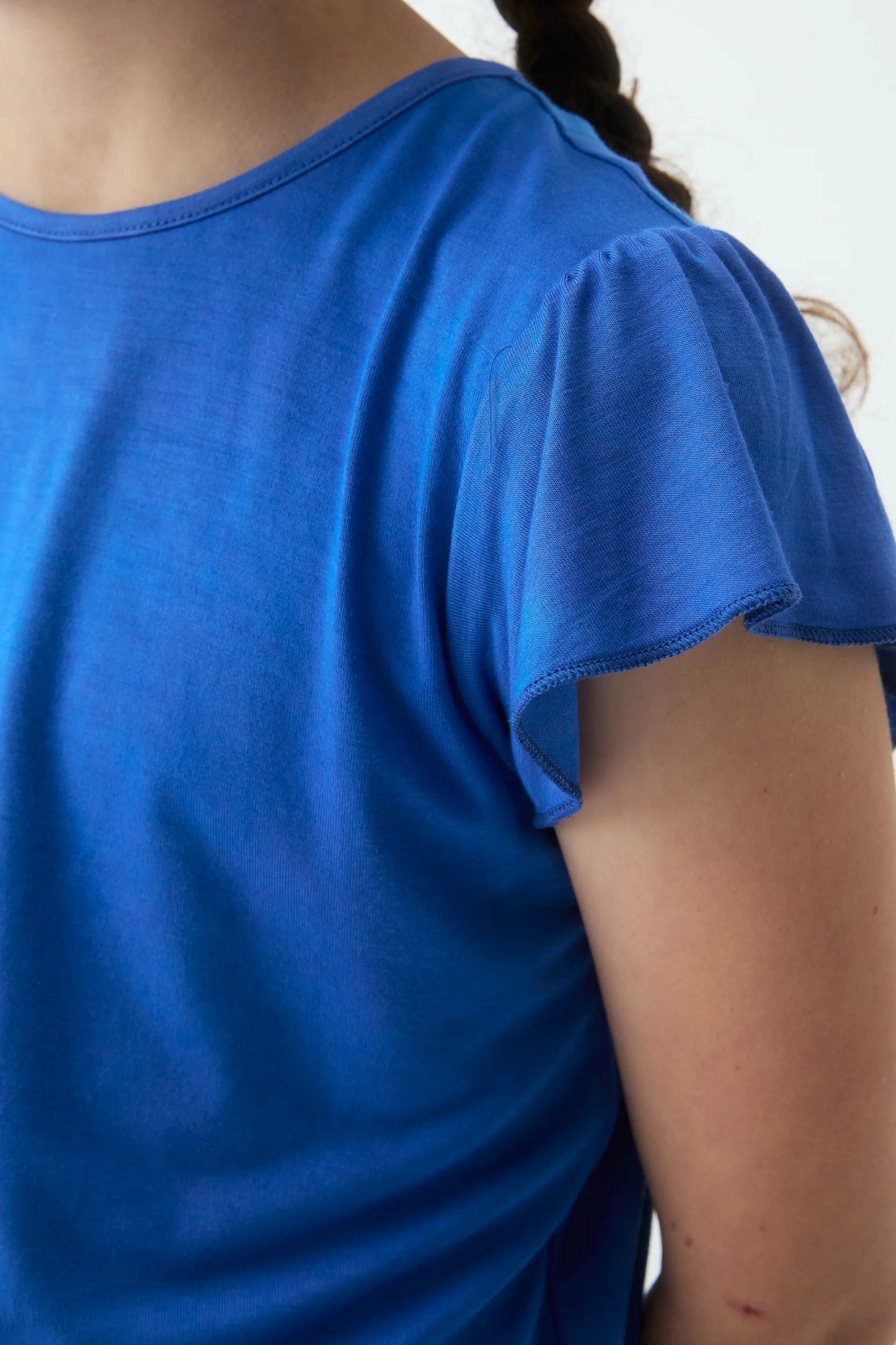 Maglietta blu a maniche corte per bambine
