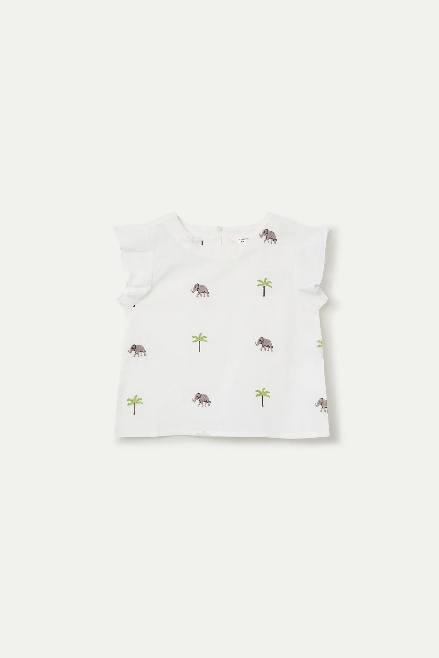 Top de niña con bordado Elephant & Palm Tree