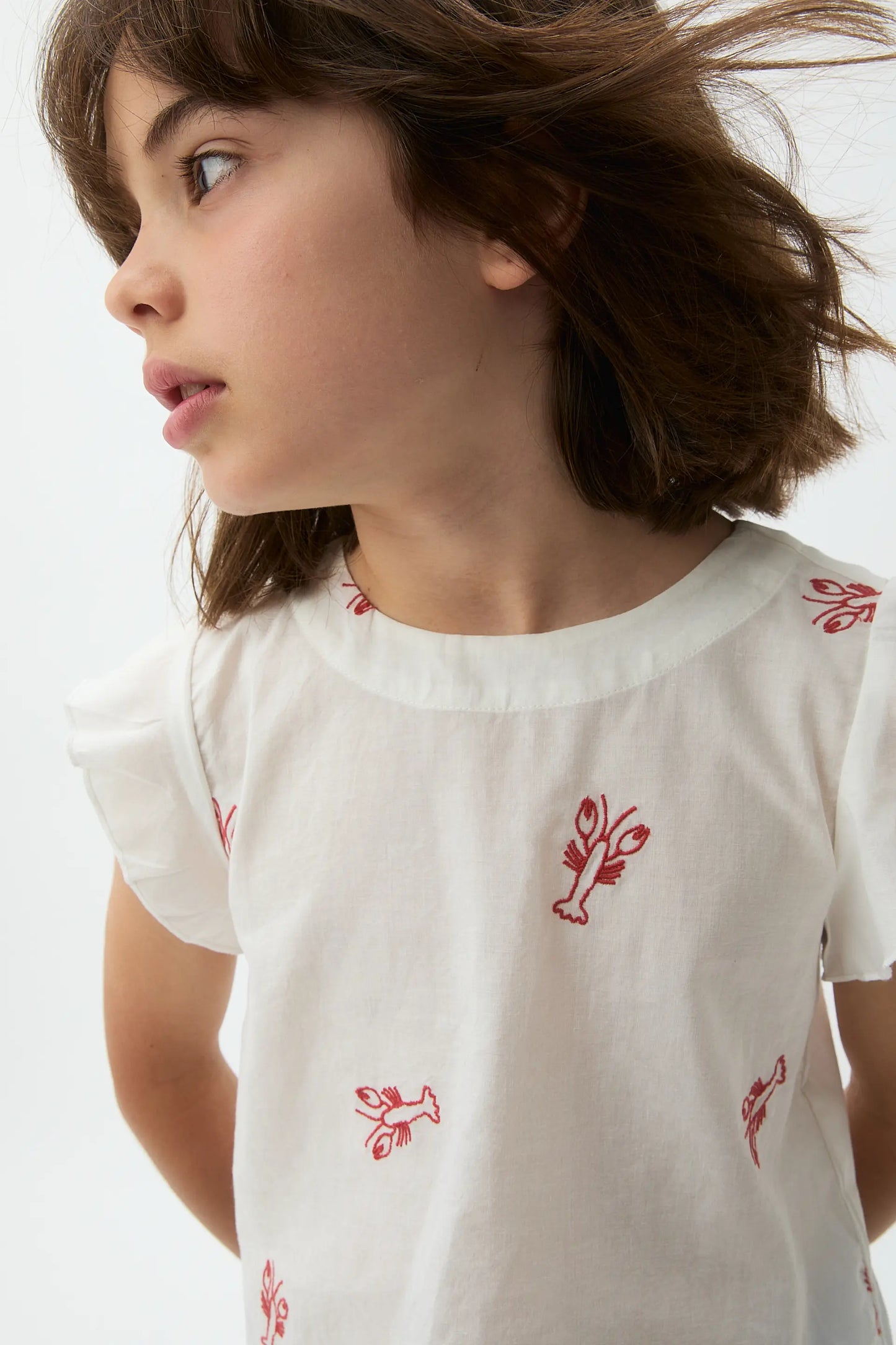Top da bambina con ricamo Red Lobster