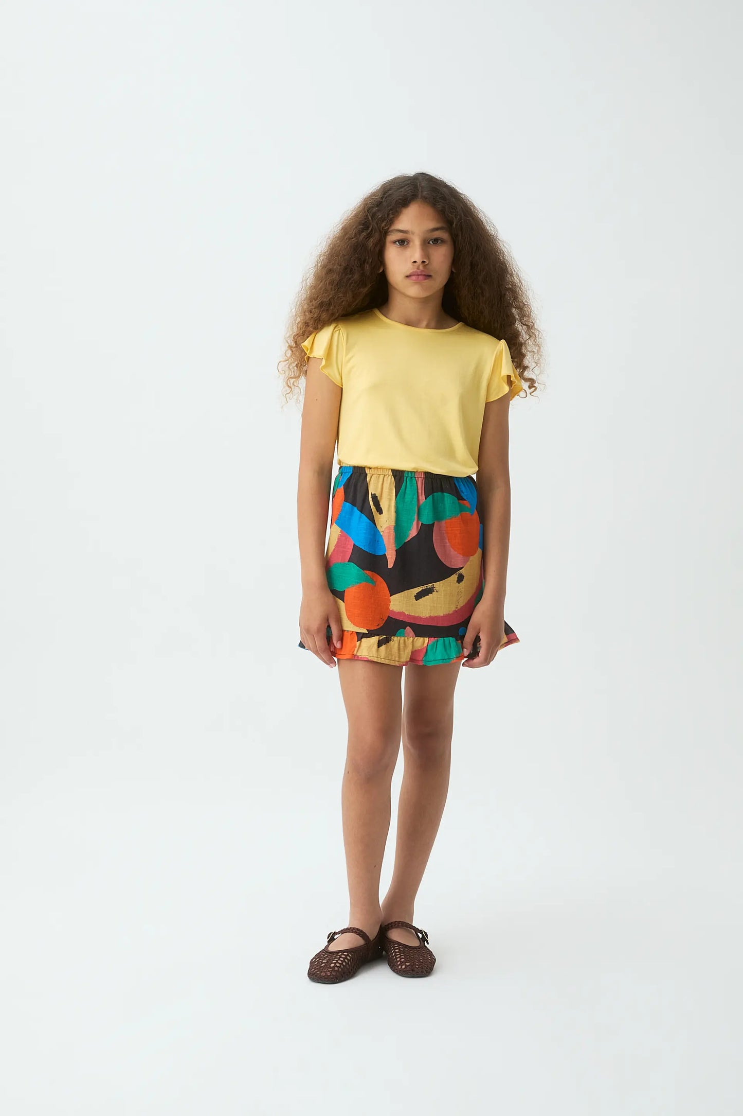 Short skirt for girls with Tutti Frutti Big print