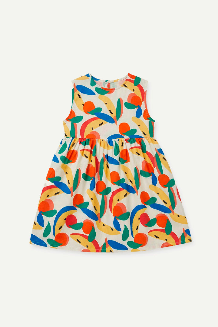 Vestido corto de niña con estampado Tutti Frutti Blanco