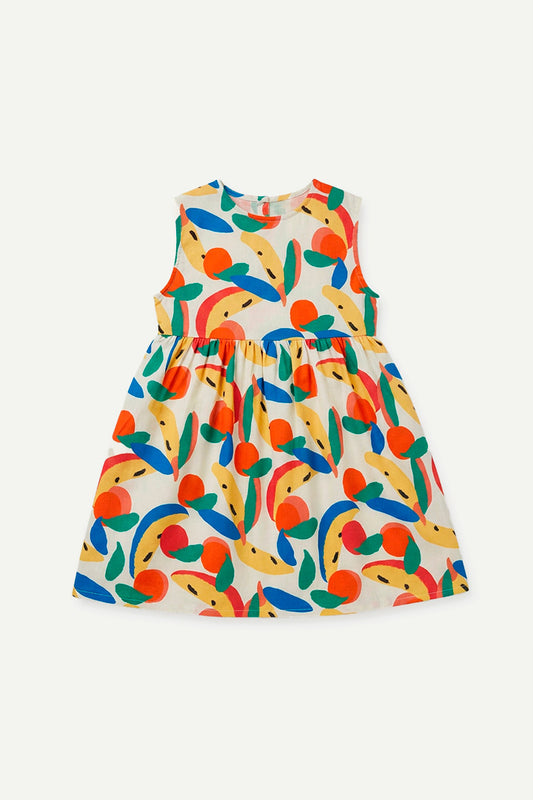 Vestido corto de niña con estampado Tutti Frutti Blanco
