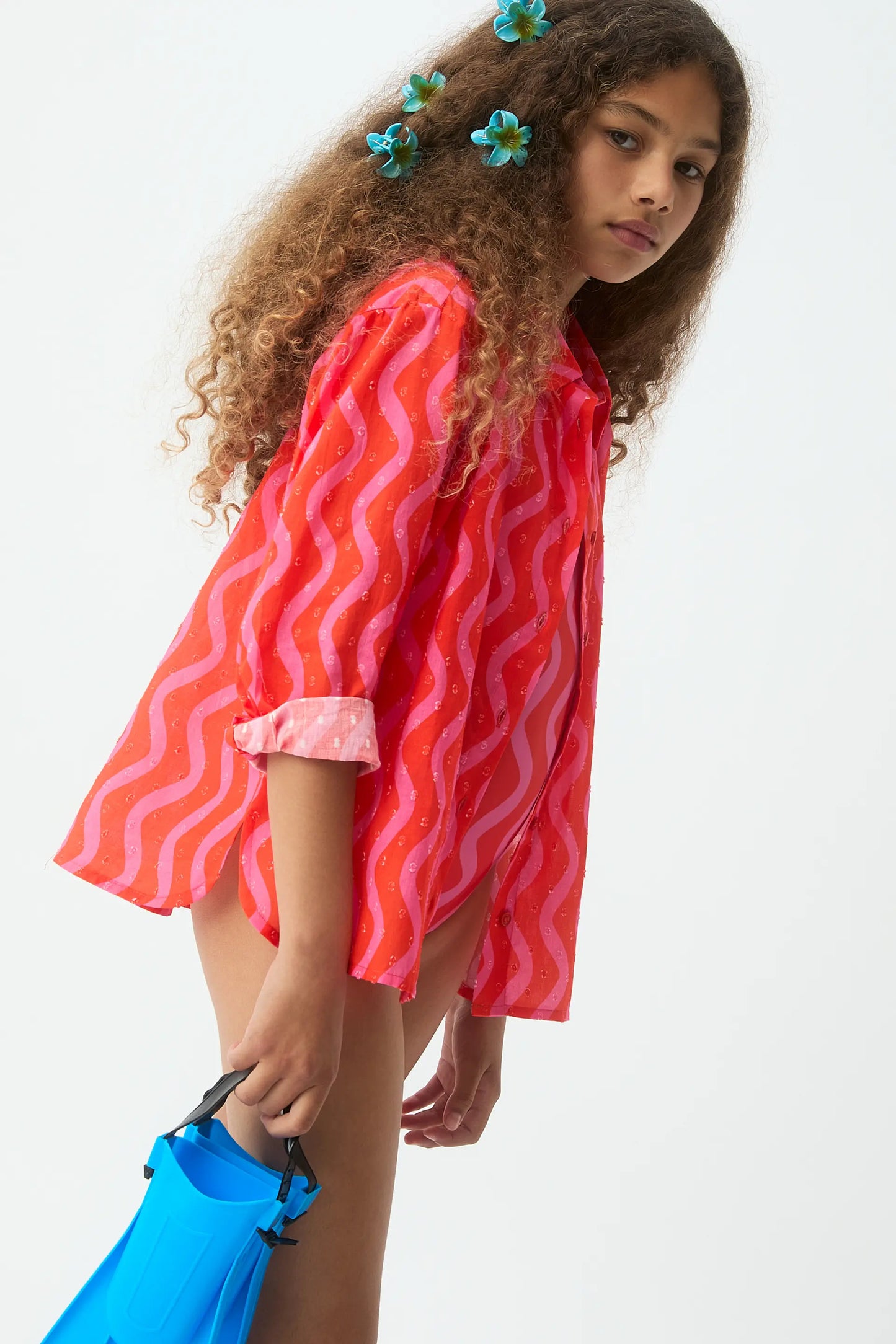 Maglietta da bambina con stampa Wave Red & Pink