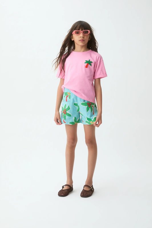 Camiseta de niña 100% algodón con parche de palmera