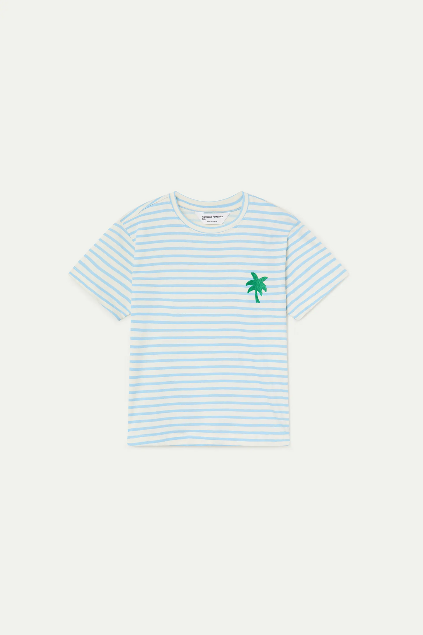 Camiseta de niña 100% algodón con estampado de rayas blanco y azul
