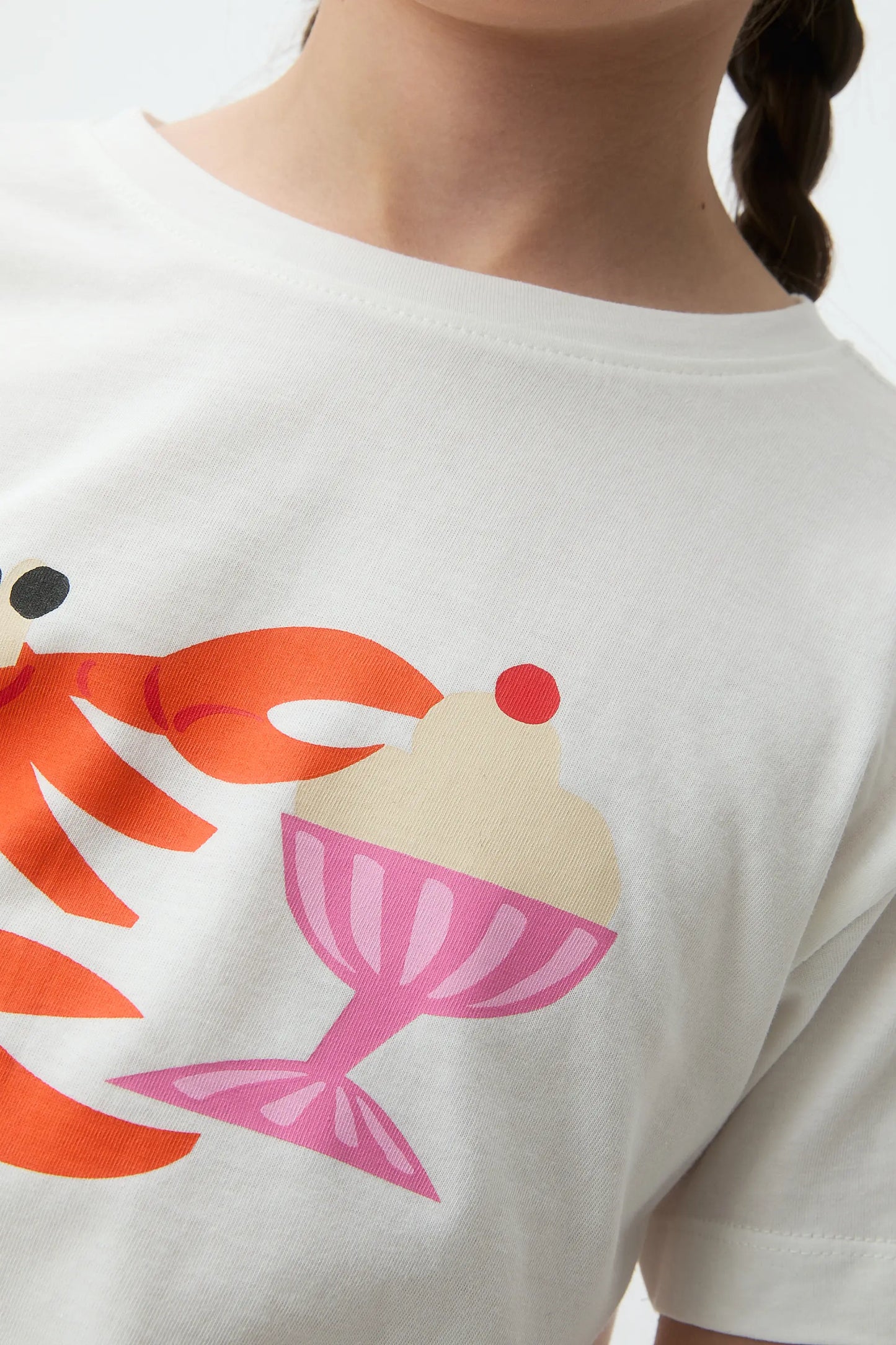 T-shirt da bambina in cotone 100% con stampa aragosta