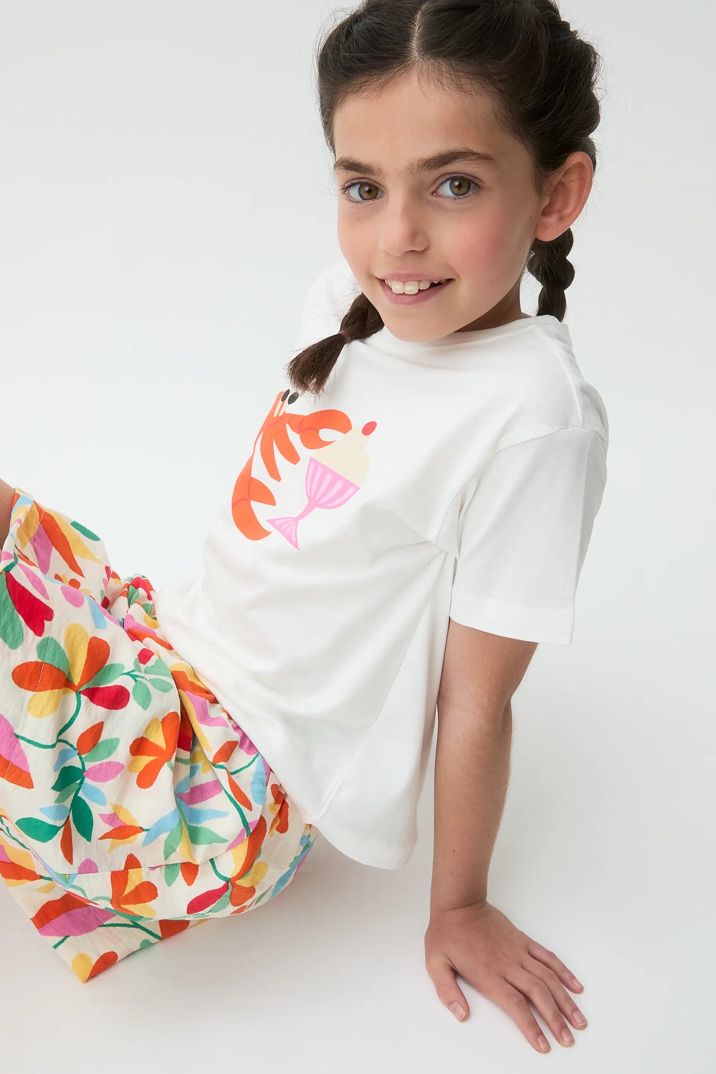 T-shirt da bambina in cotone 100% con stampa aragosta