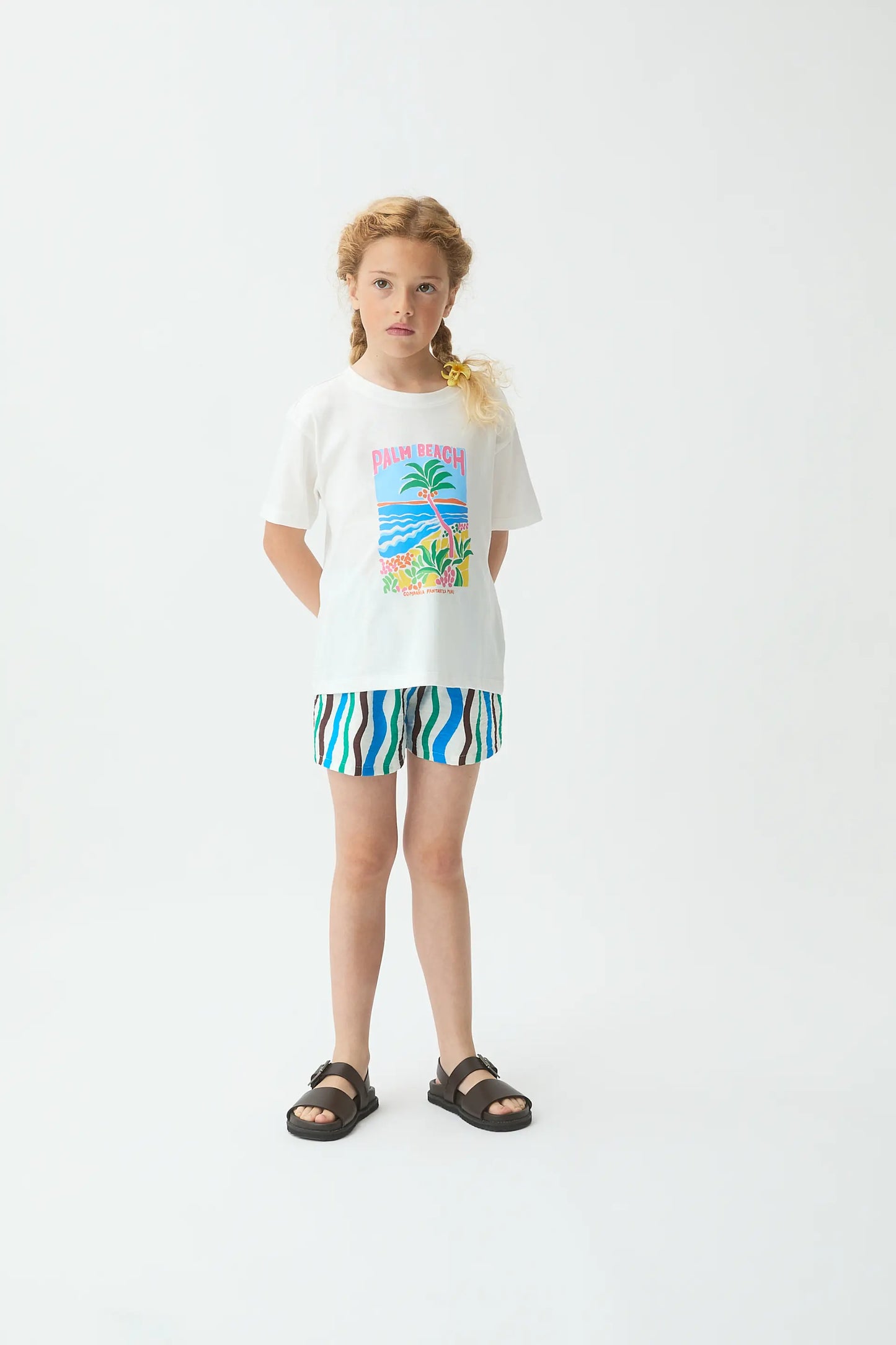 Camiseta de niña 100% algodón con estampado Palm Beach