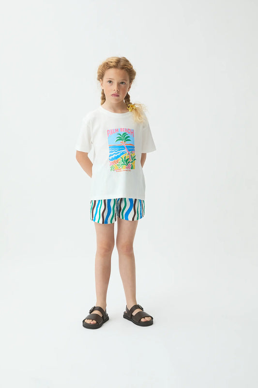 Camiseta de niña 100% algodón con estampado Palm Beach