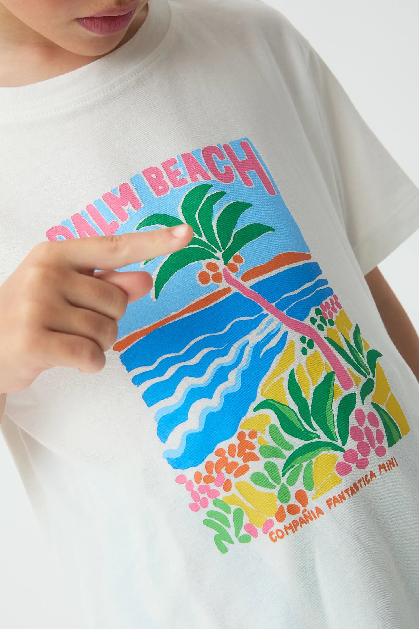 Camiseta de niña 100% algodón con estampado Palm Beach