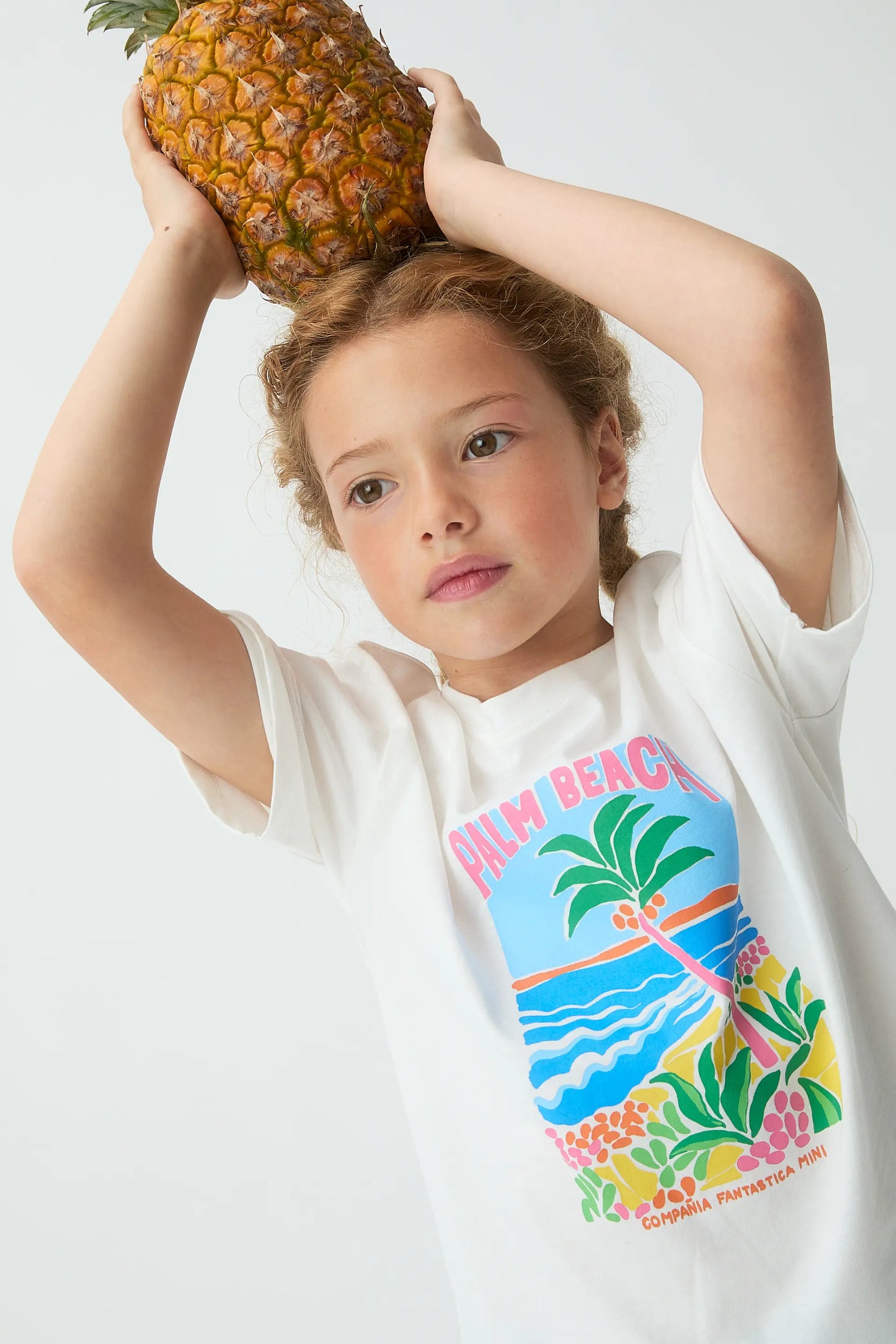Camiseta de niña 100% algodón con estampado Palm Beach