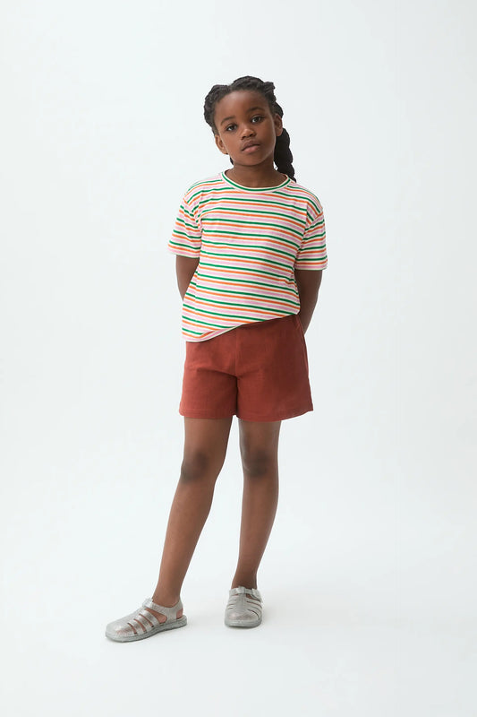 Camiseta de niña 100% algodón con estampado rayas especial multicolor