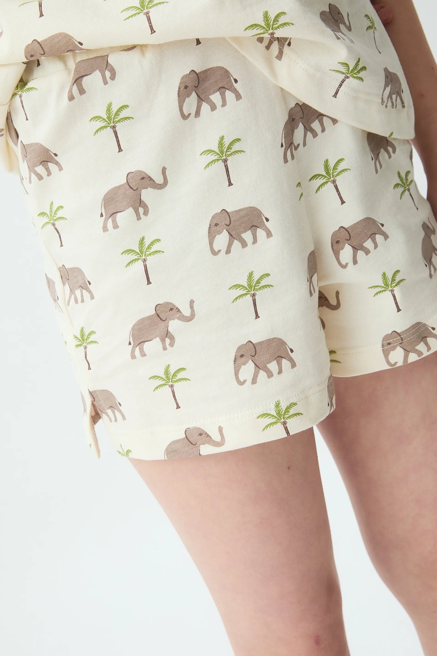 Pantaloncini da bambina in cotone 100% con stampa elefante