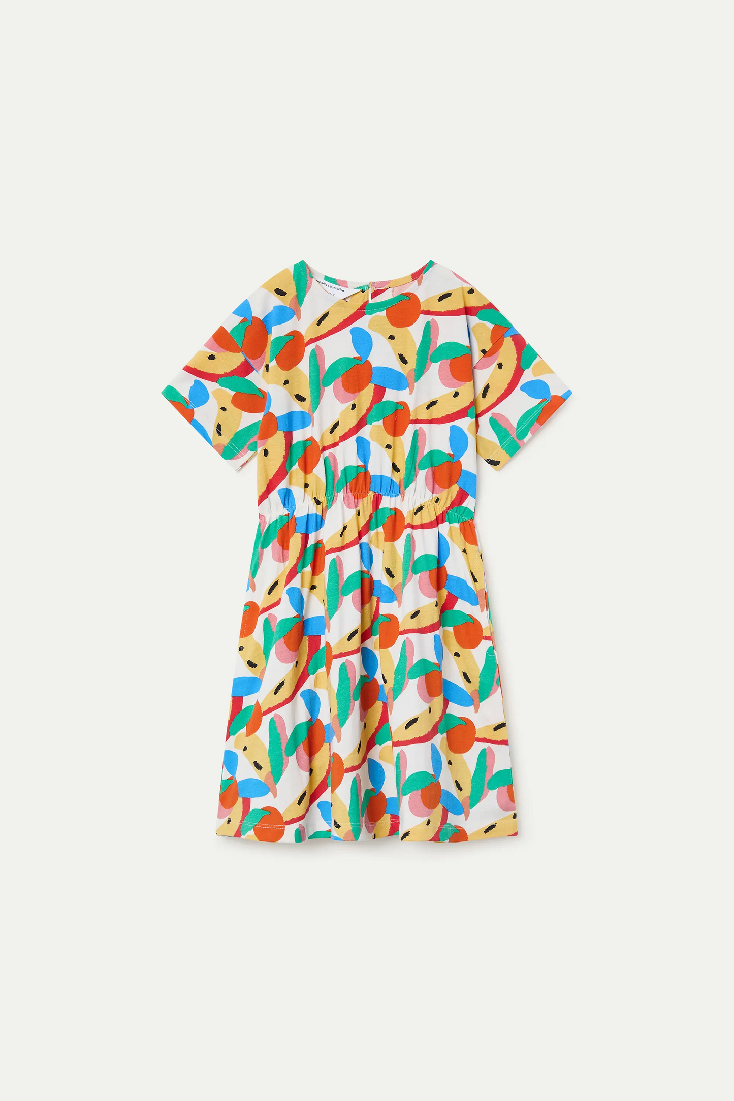Abito corto per bambina, 100% cotone, con stampa Tutti Frutti