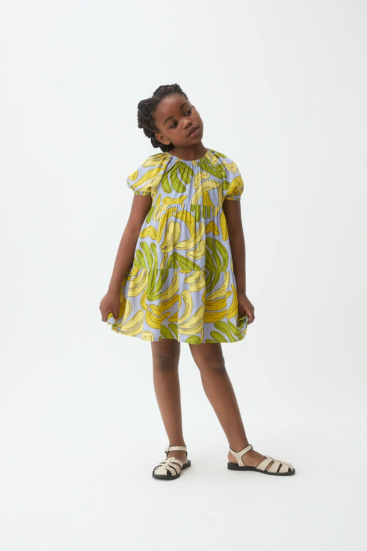 Vestido corto de niña con estampado Guineo