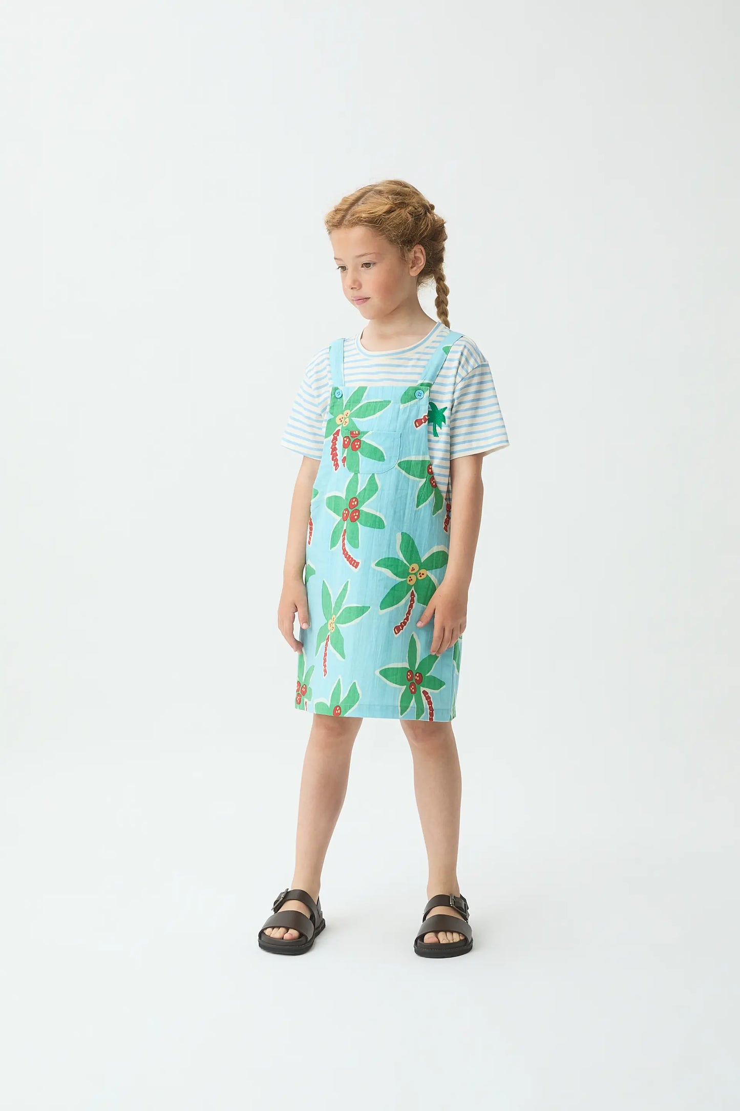 Girl's dungarees, 100% cotton, with coconut print, Small