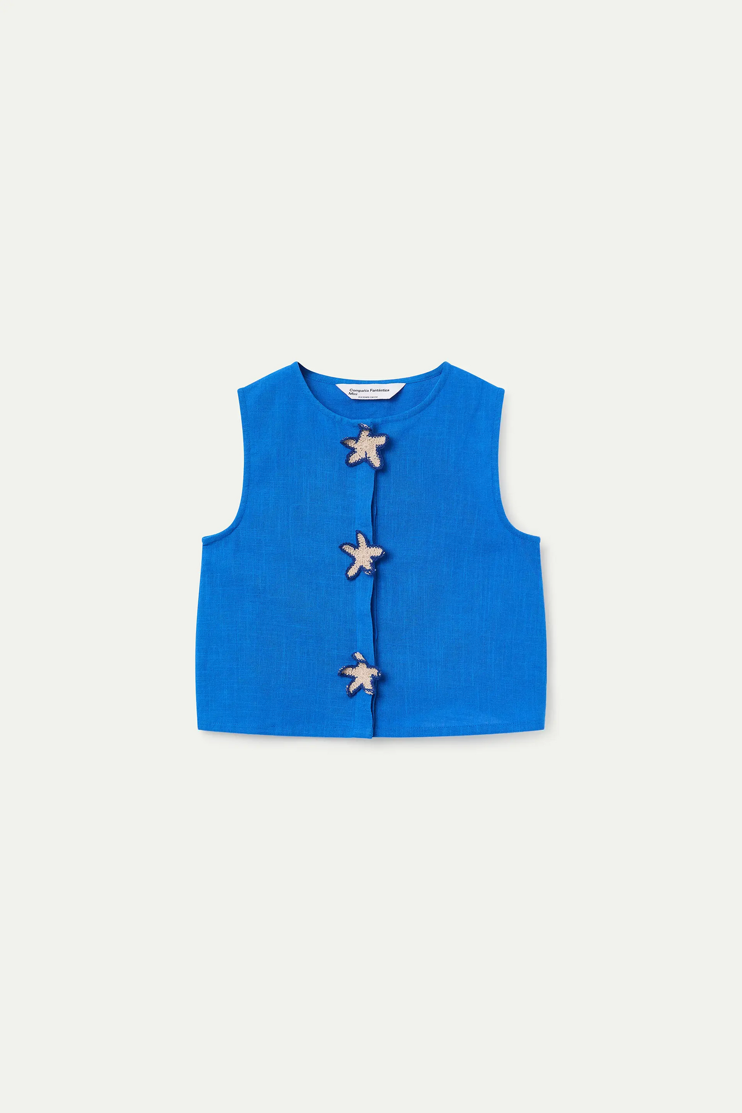 Top blu da bambina in cotone 100% con toppa a stella