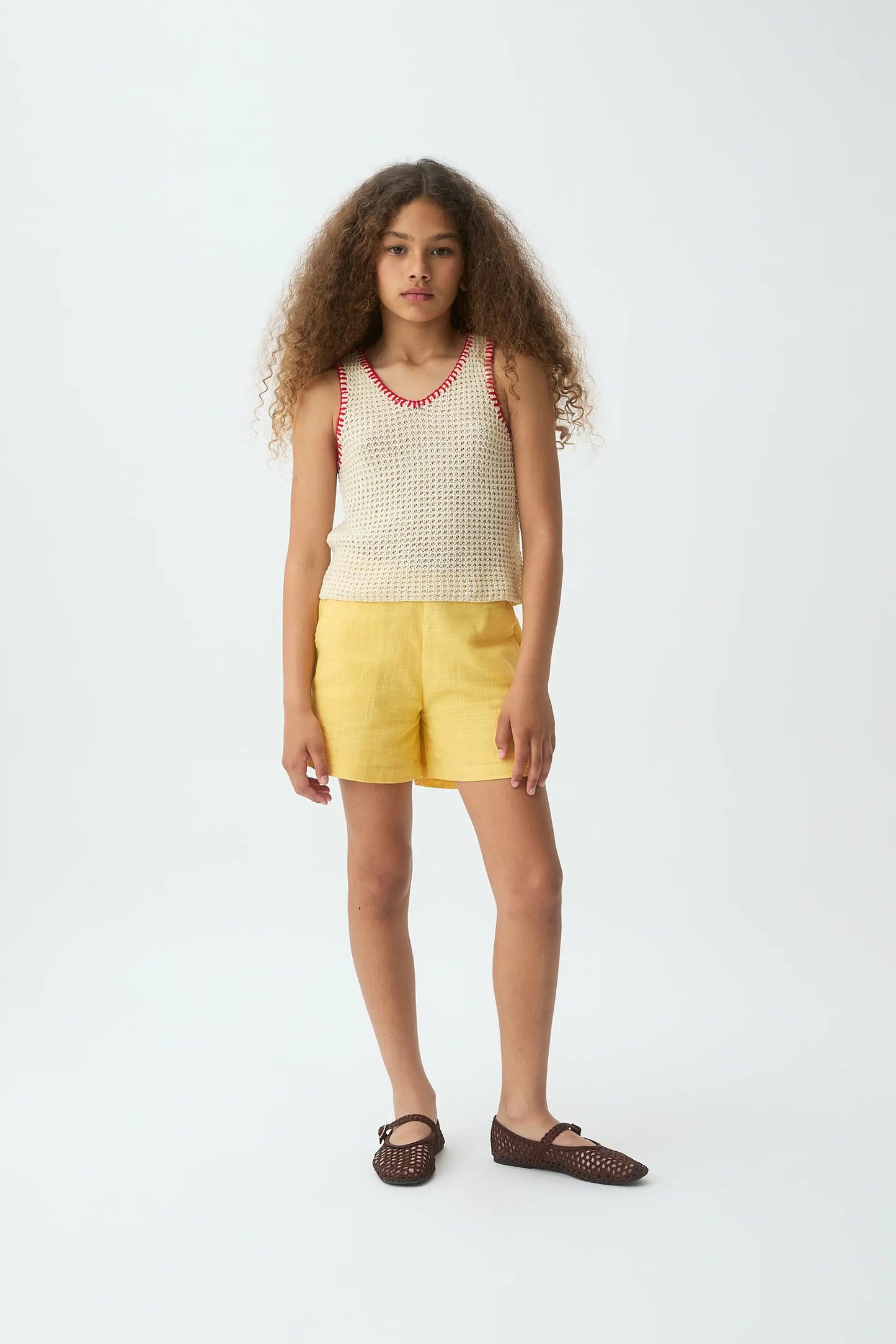 Shorts de niña 100% algodón amarillo
