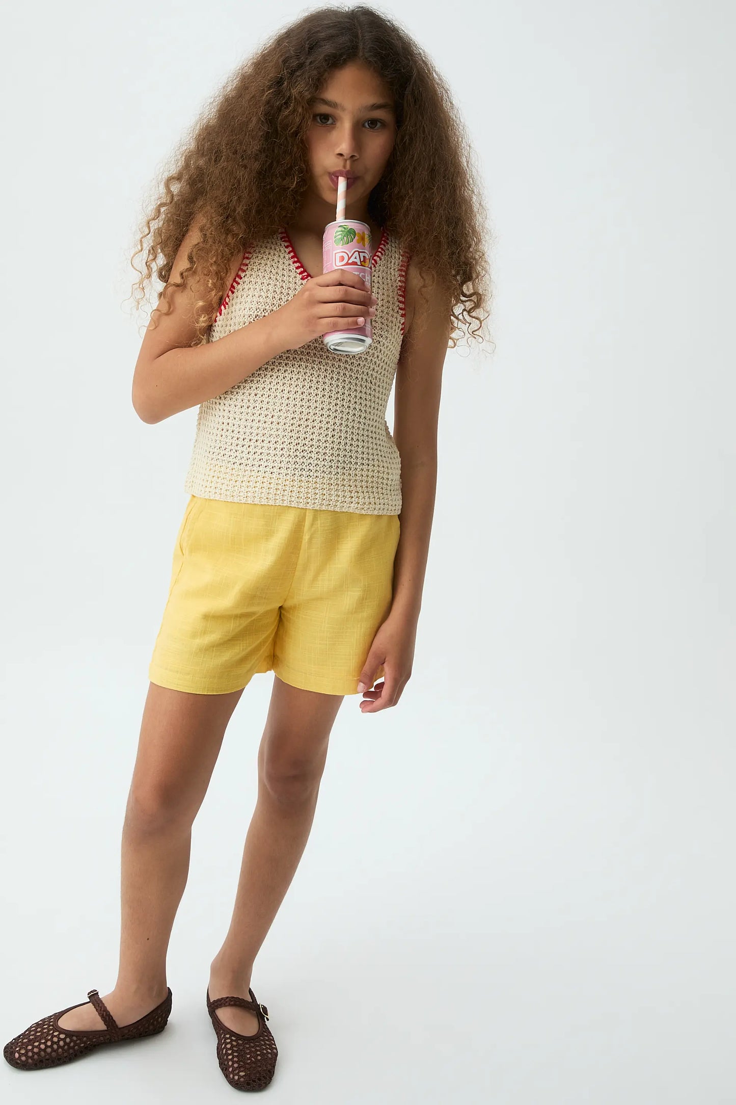 Shorts de niña 100% algodón amarillo