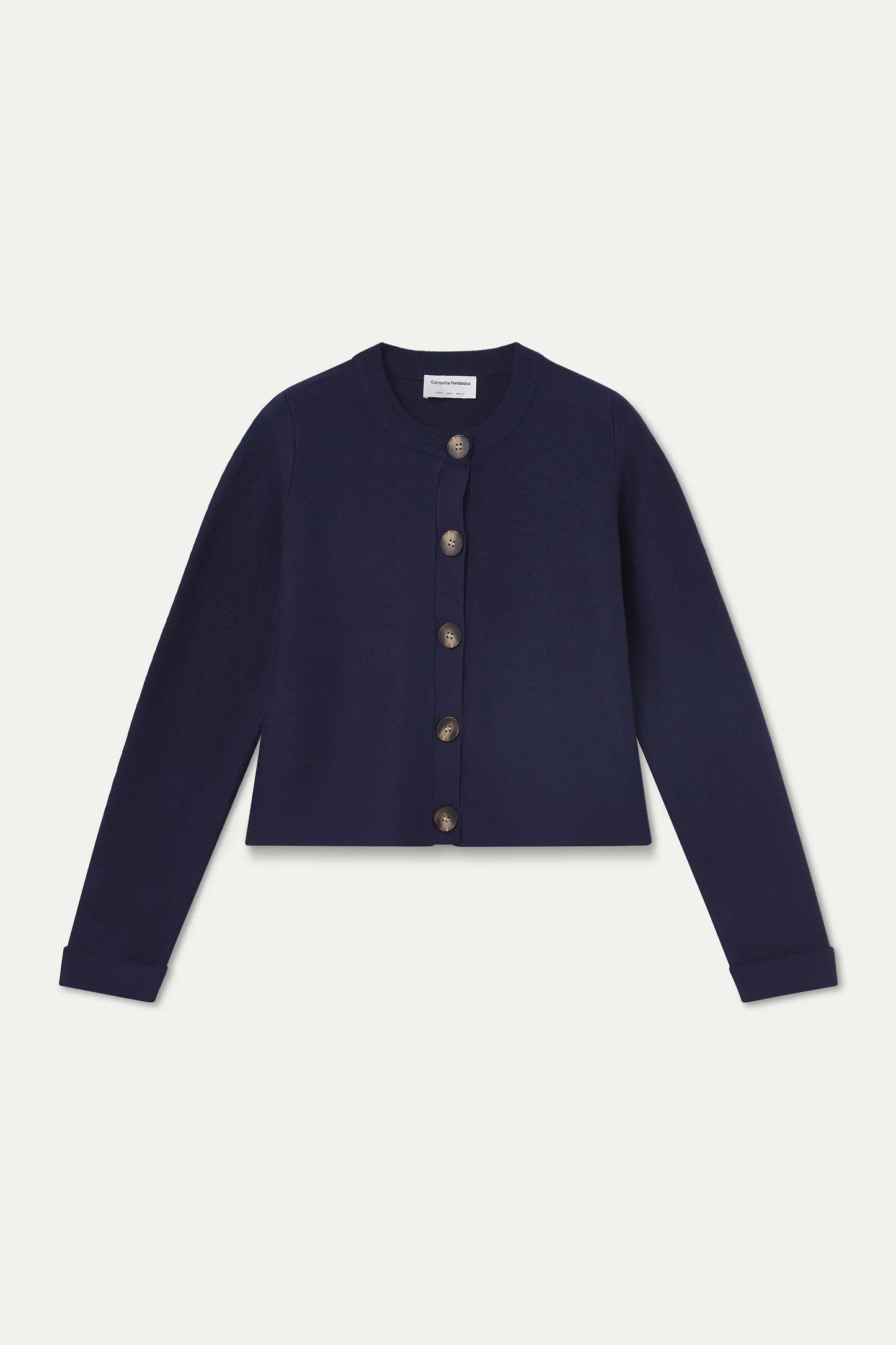 Cardigan blu navy con bottoni bicolore