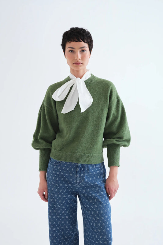 Jersey básico manga larga de punto verde