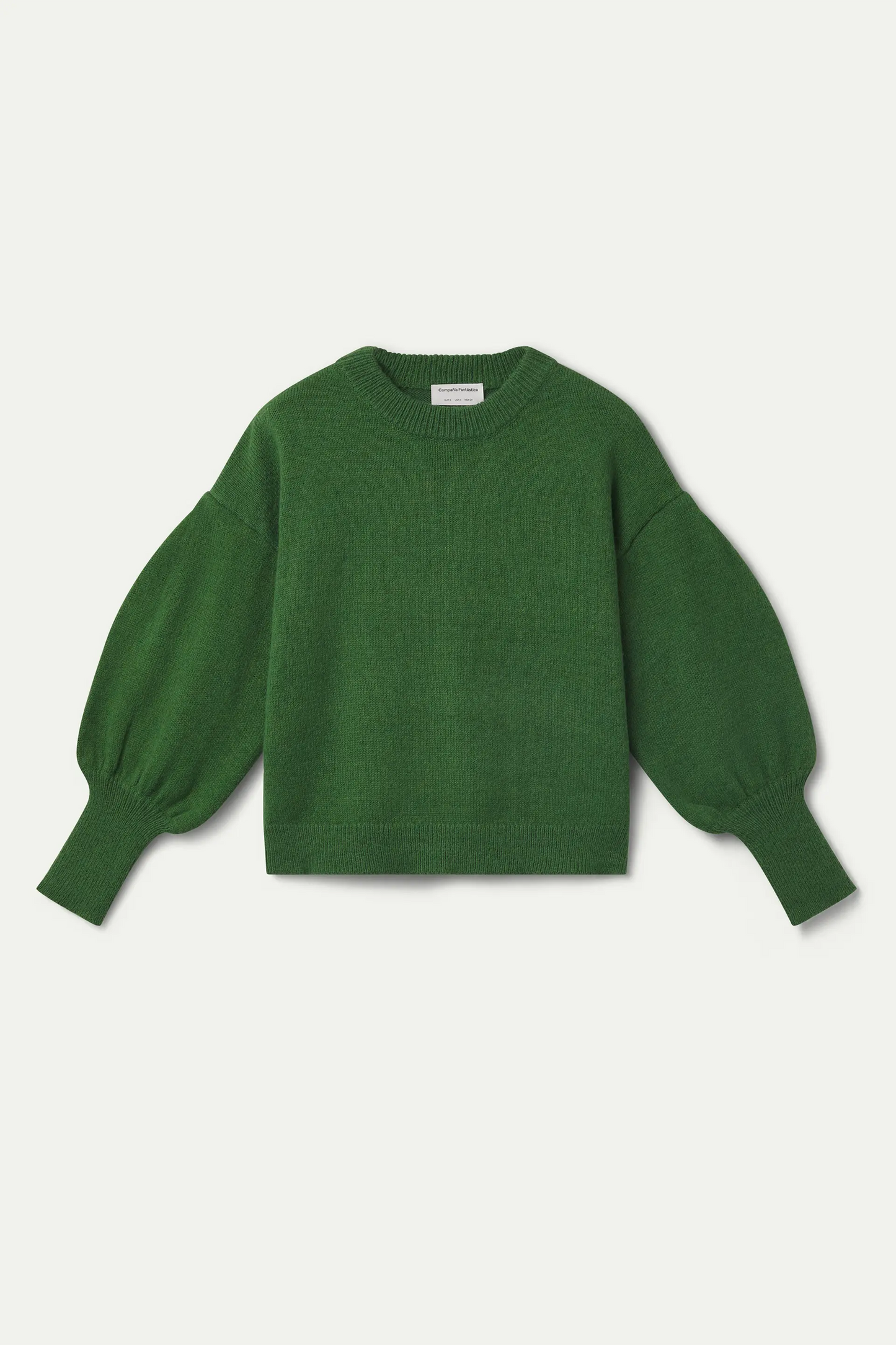 Basic green long-sleeved knit sweater