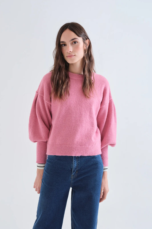 Jersey básico de punto rosa