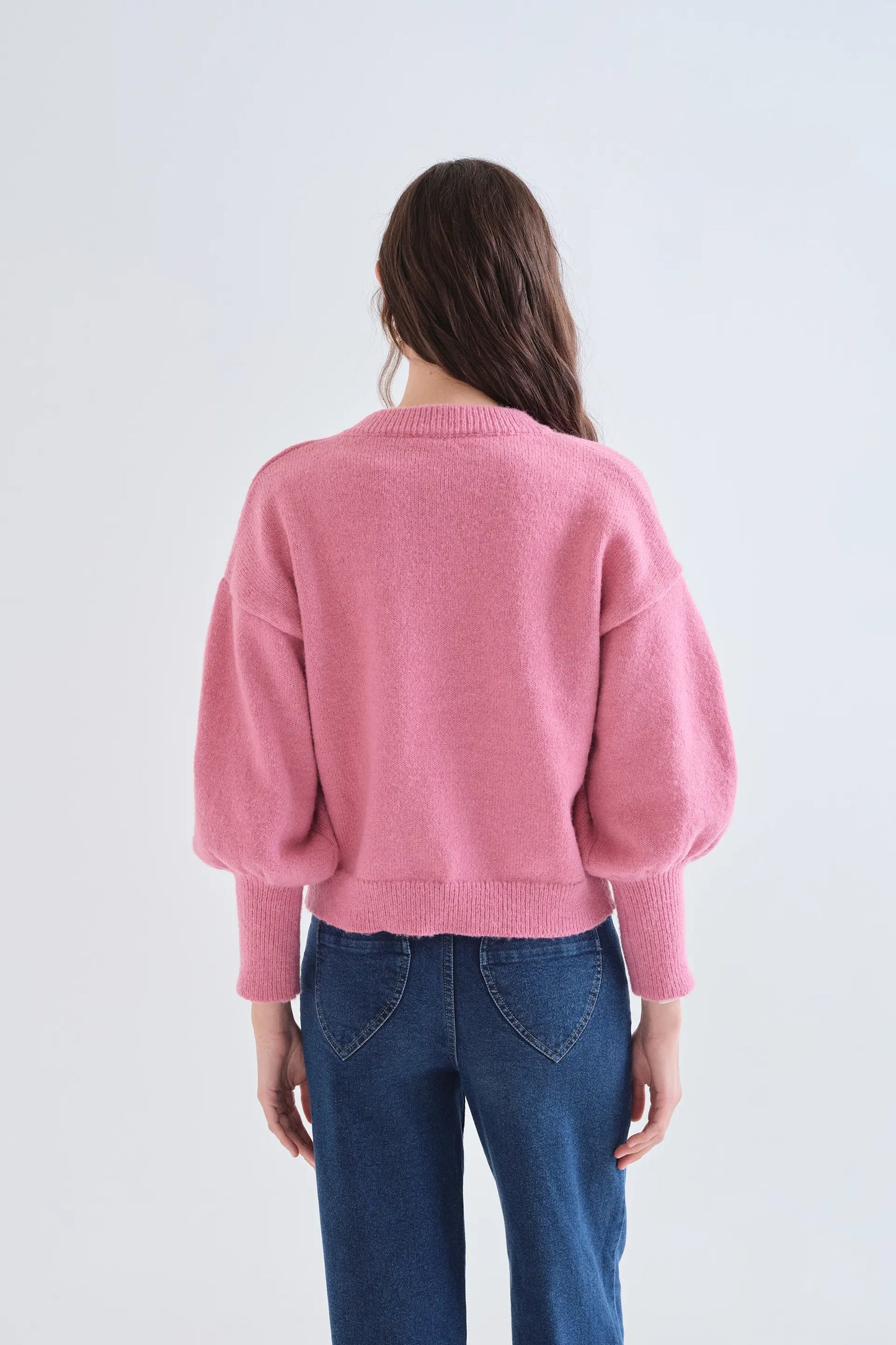 Jersey básico de punto rosa