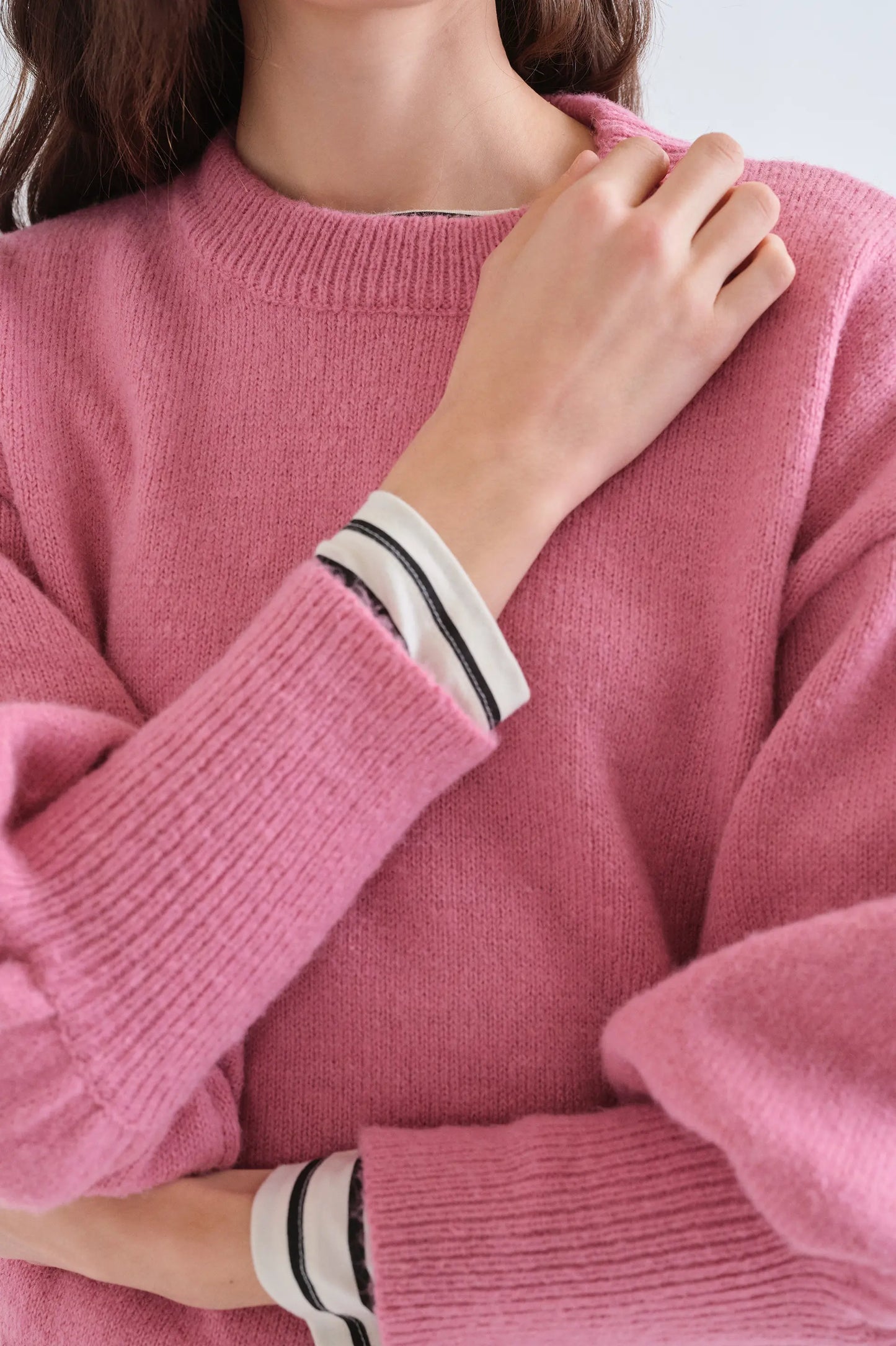 Jersey básico de punto rosa
