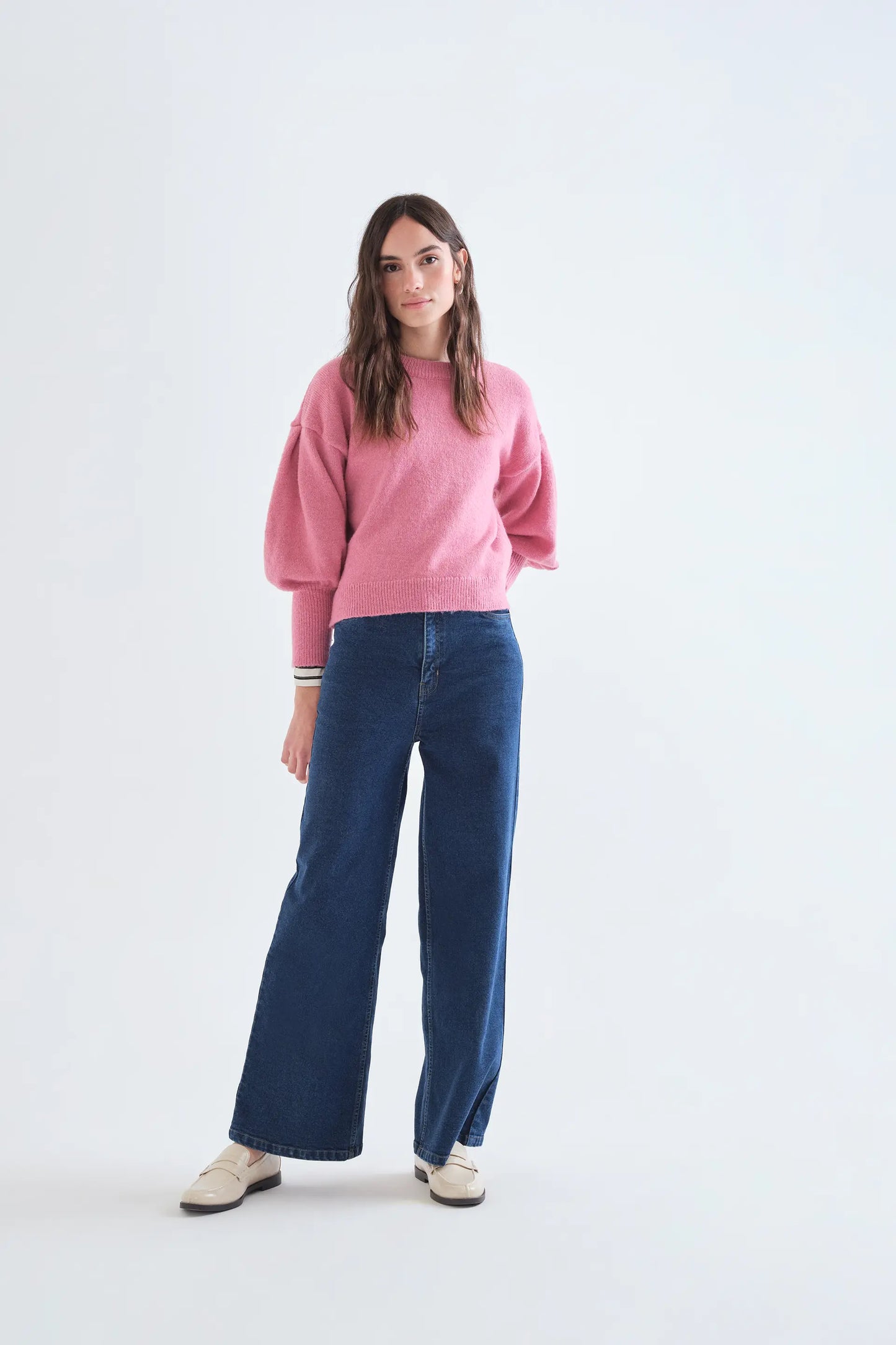 Jersey básico de punto rosa