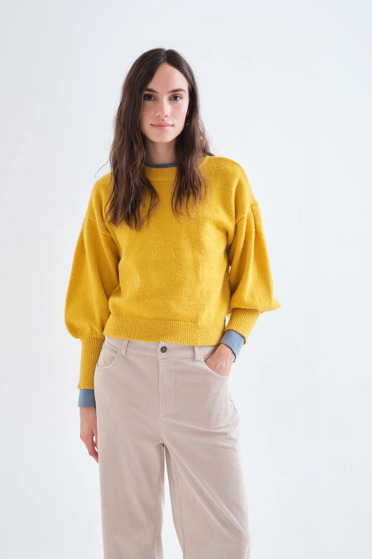 Jersey básico de punto amarillo