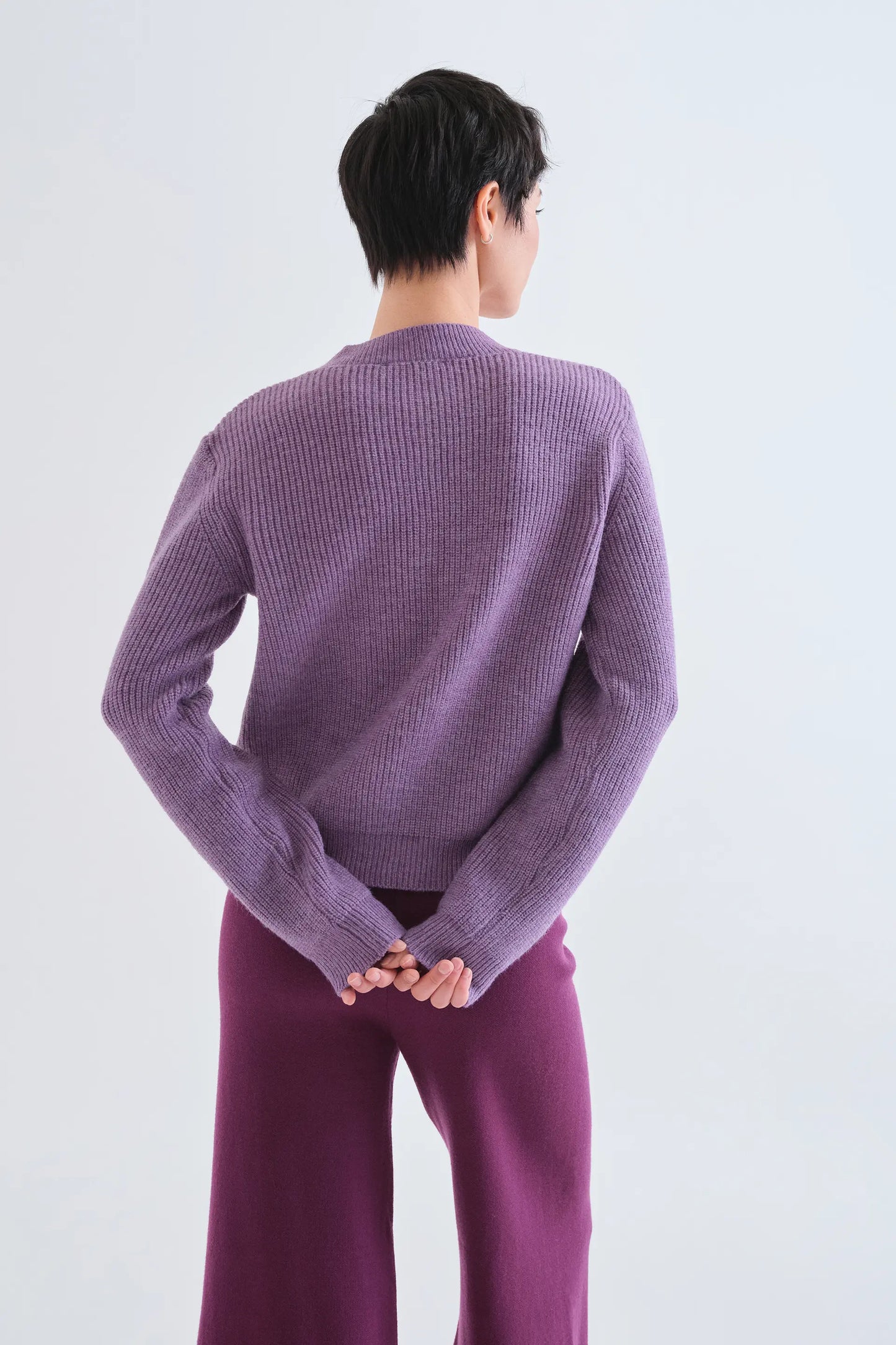 Cárdigan punto con lazos morado