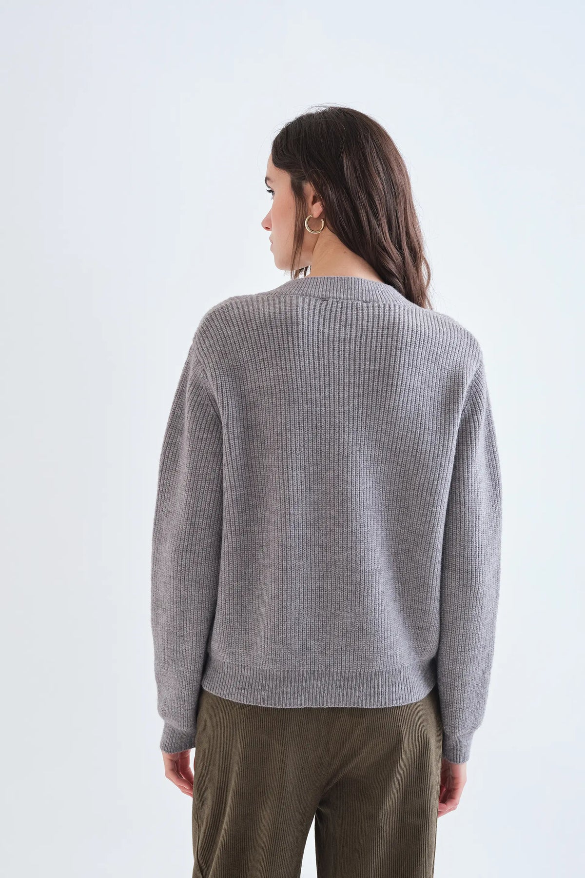 Cárdigan punto con lazos gris