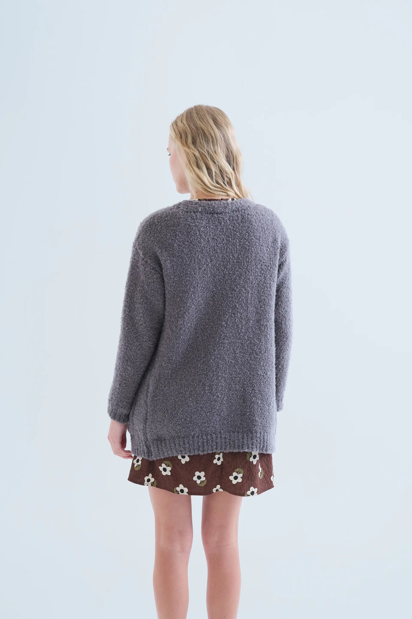 Cardigan a trama grigio scuro