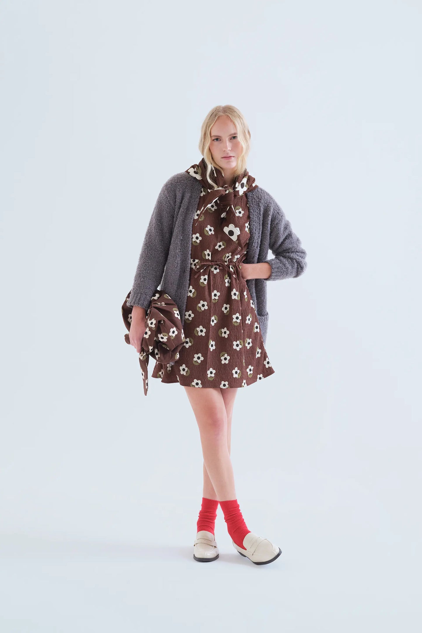 Cardigan a trama grigio scuro