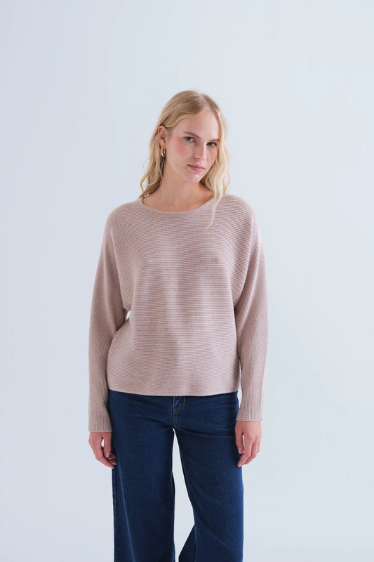 Jersey punto rayas beige