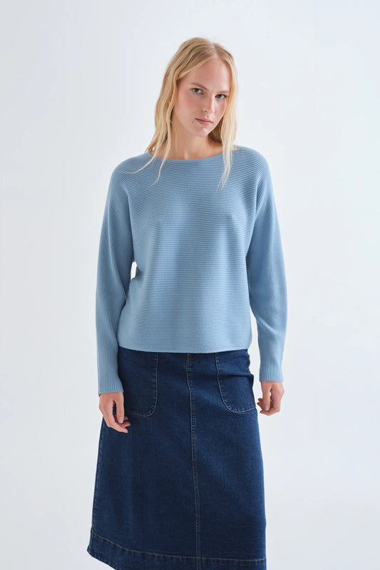 Maglione a righe azzurro