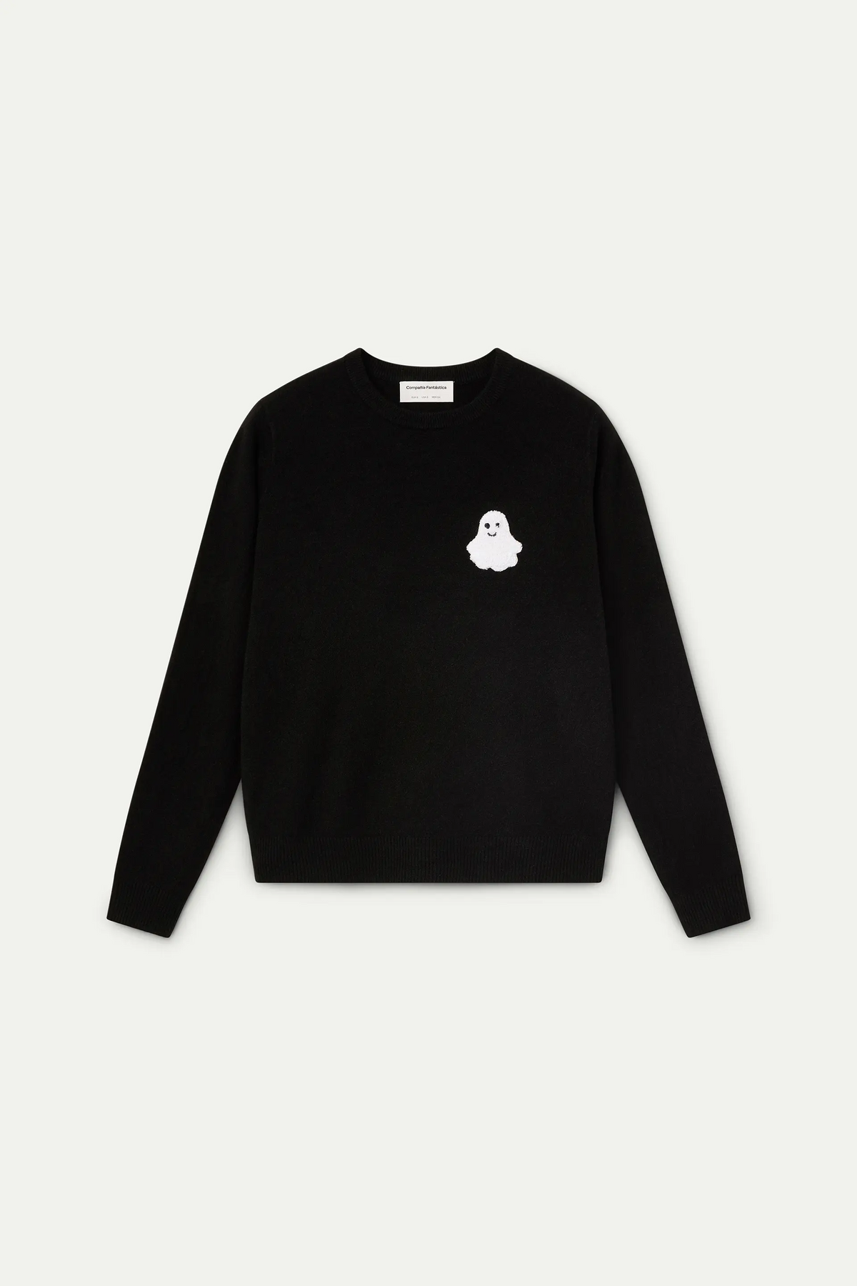 Jersey punto negro con detalle de fantasma Boo