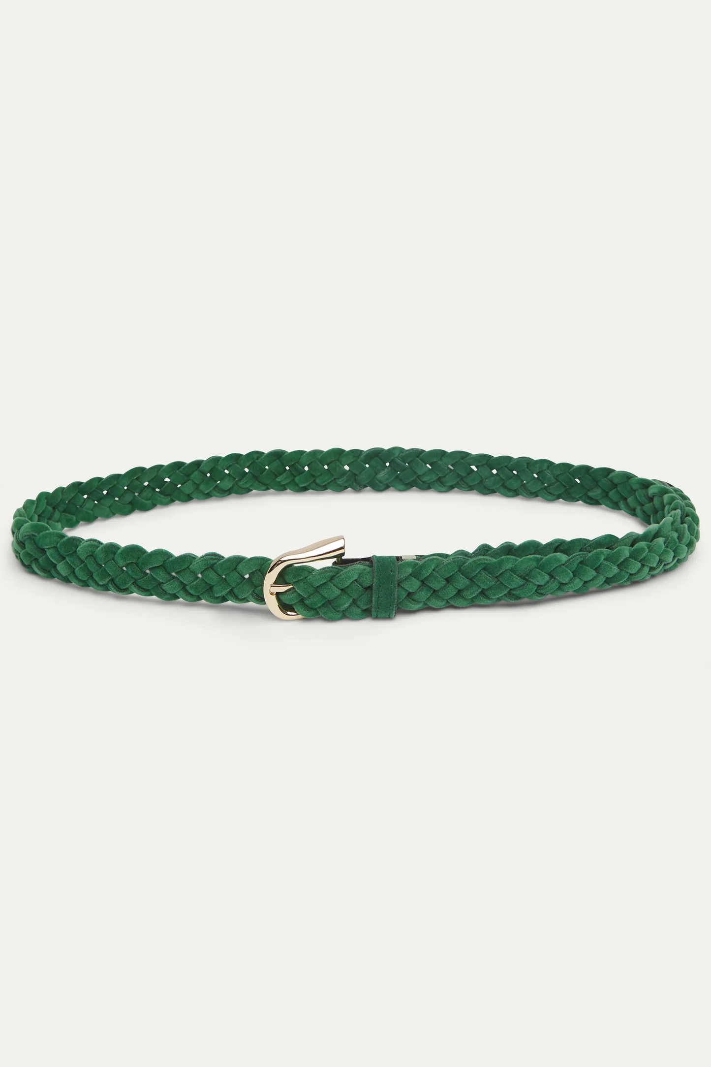 Woven faux leather green belt