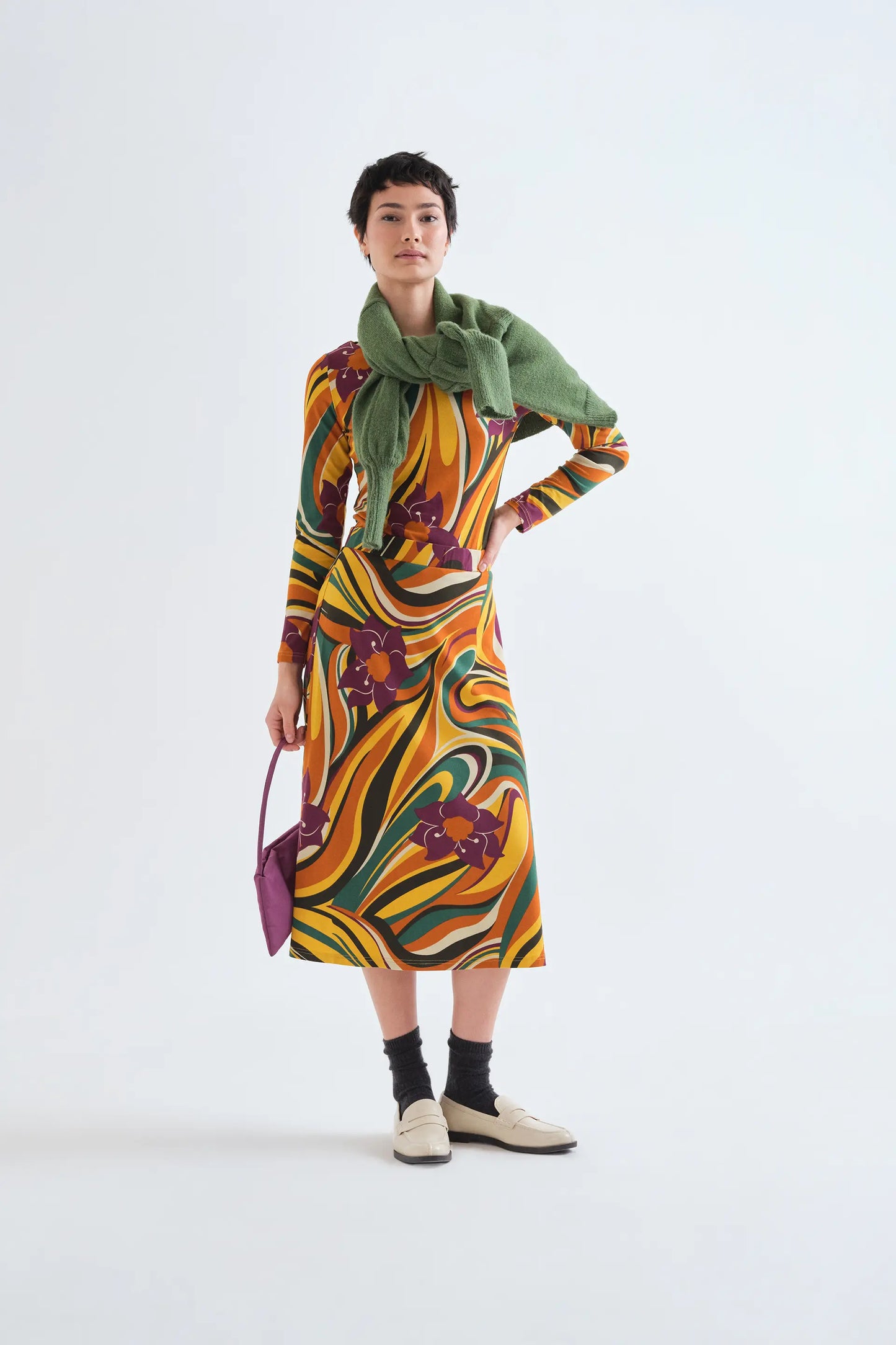 Falda midi con estampado Rivera
