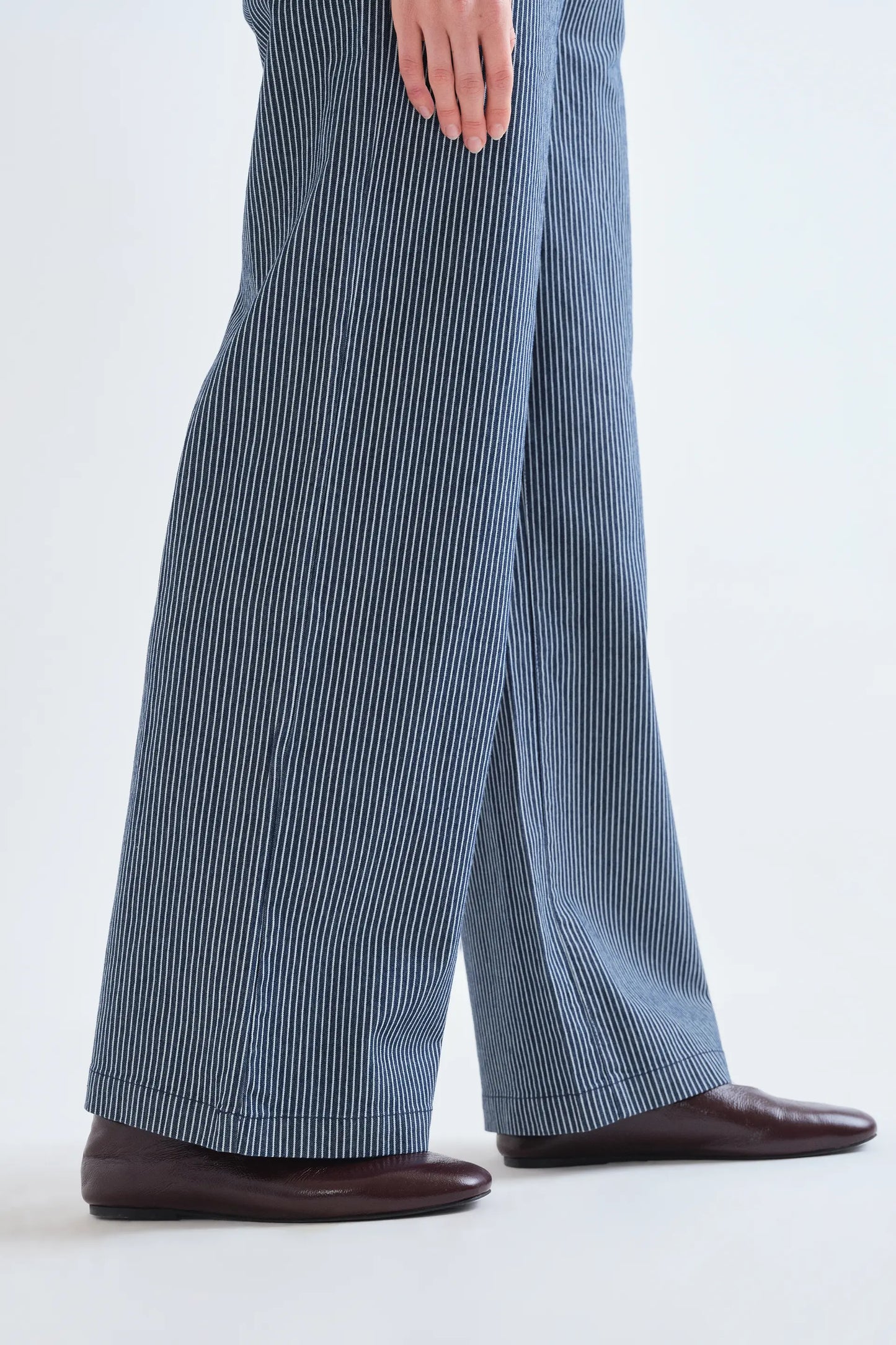 Blue and white striped jeans