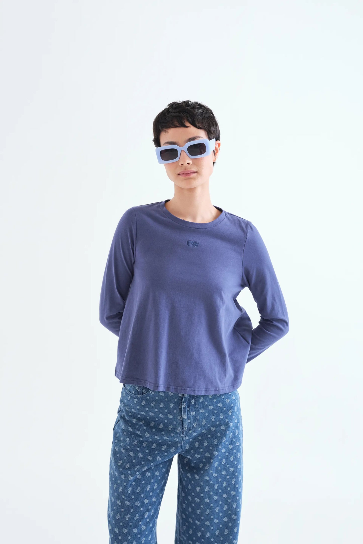 Navy Blue 100% Cotton "CF" T-Shirt