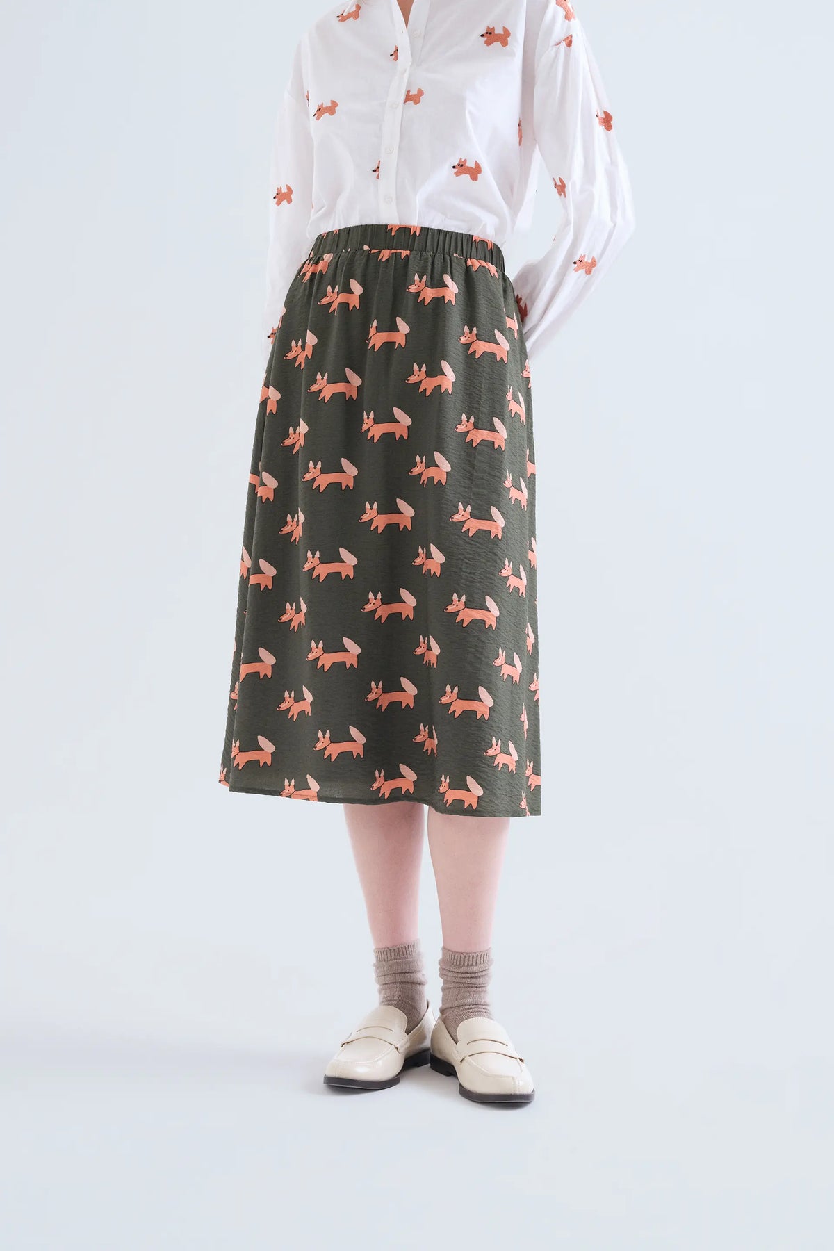 Falda midi con estampado Volpe