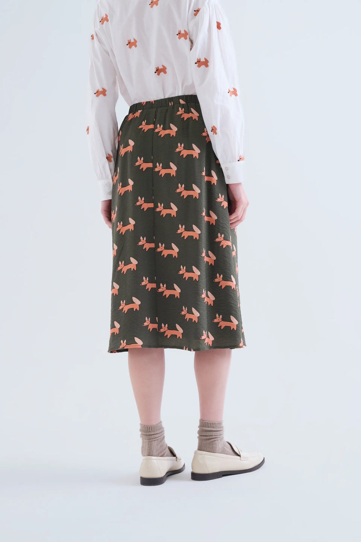 Falda midi con estampado Volpe