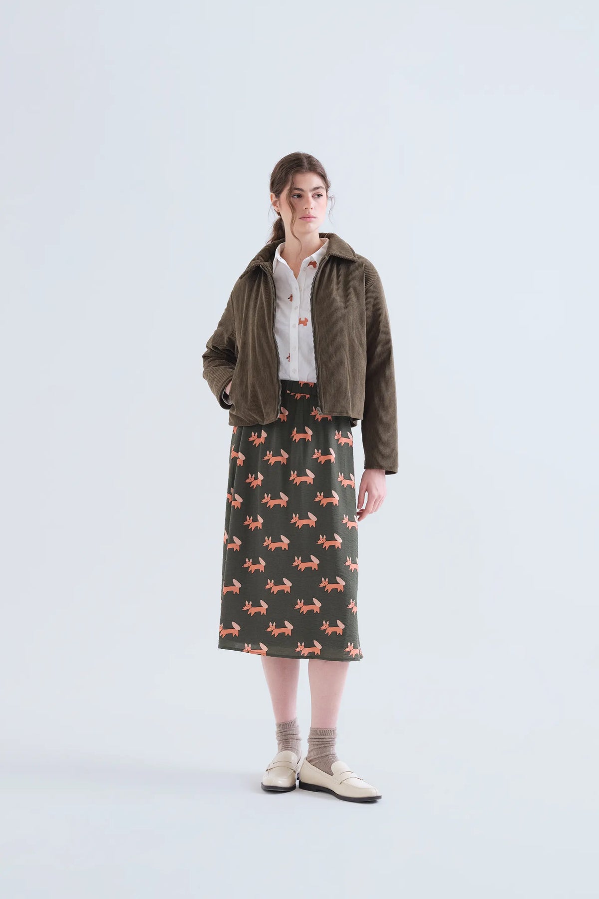 Falda midi con estampado Volpe