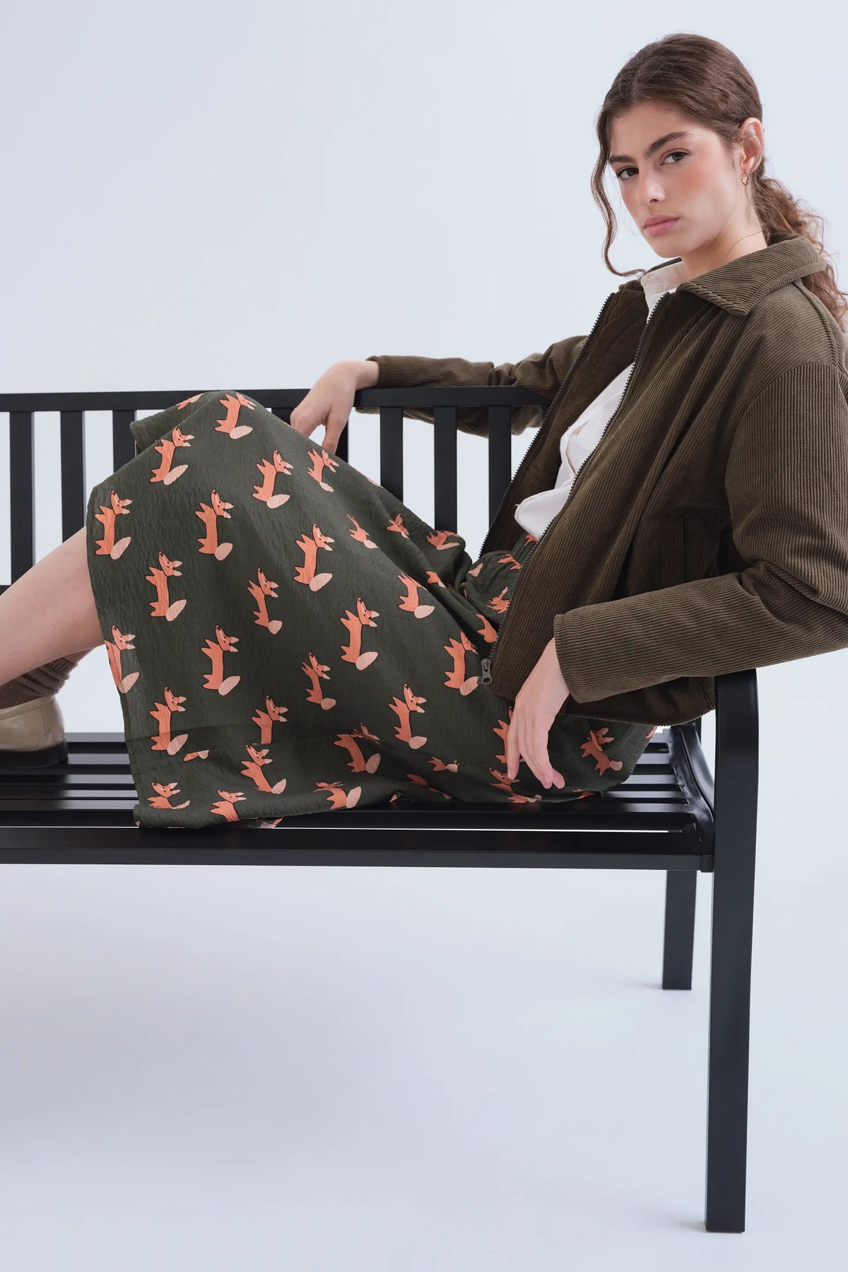 Falda midi con estampado Volpe