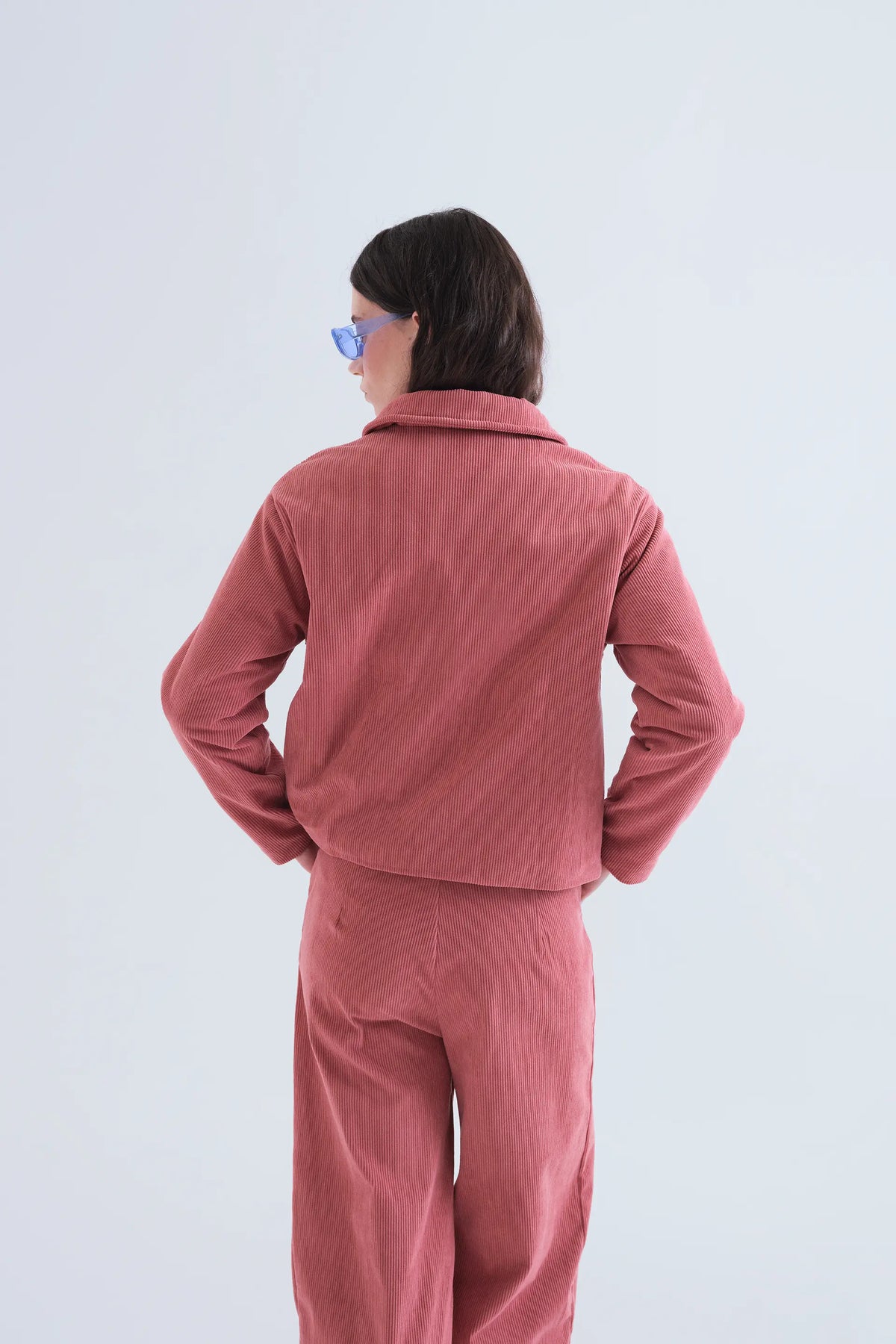 Chaqueta de pana rosa