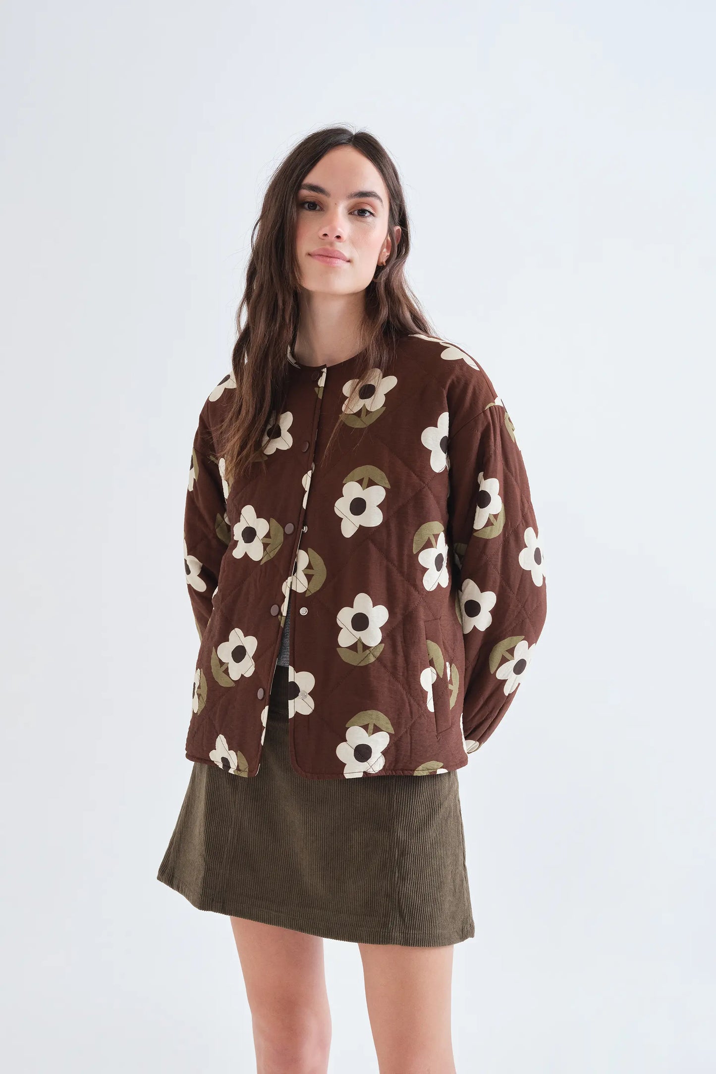 Padded jacket with Santini print