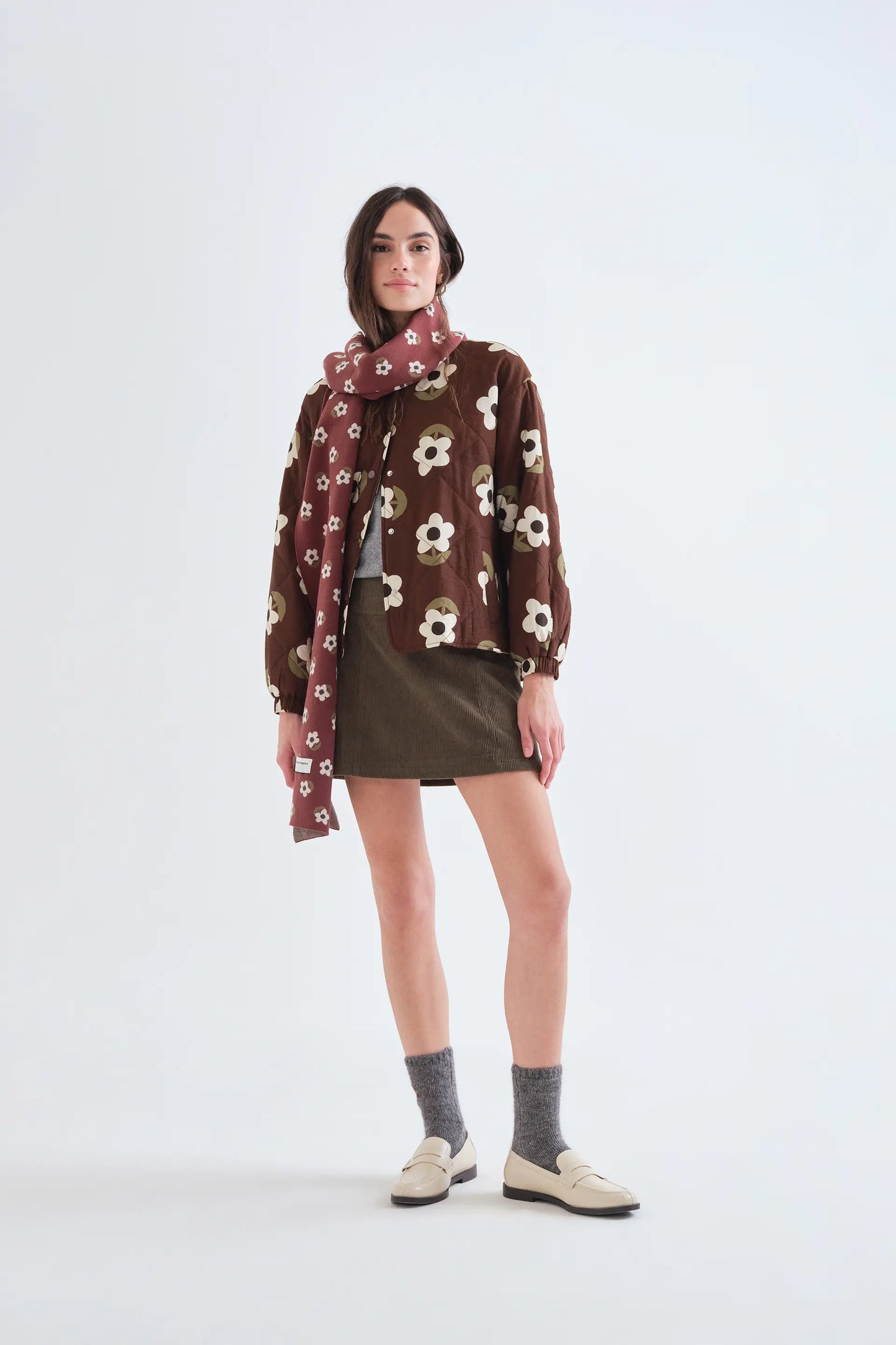 Padded jacket with Santini print