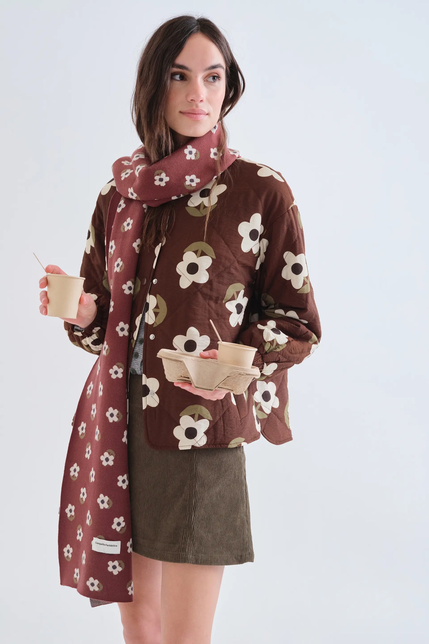 Padded jacket with Santini print